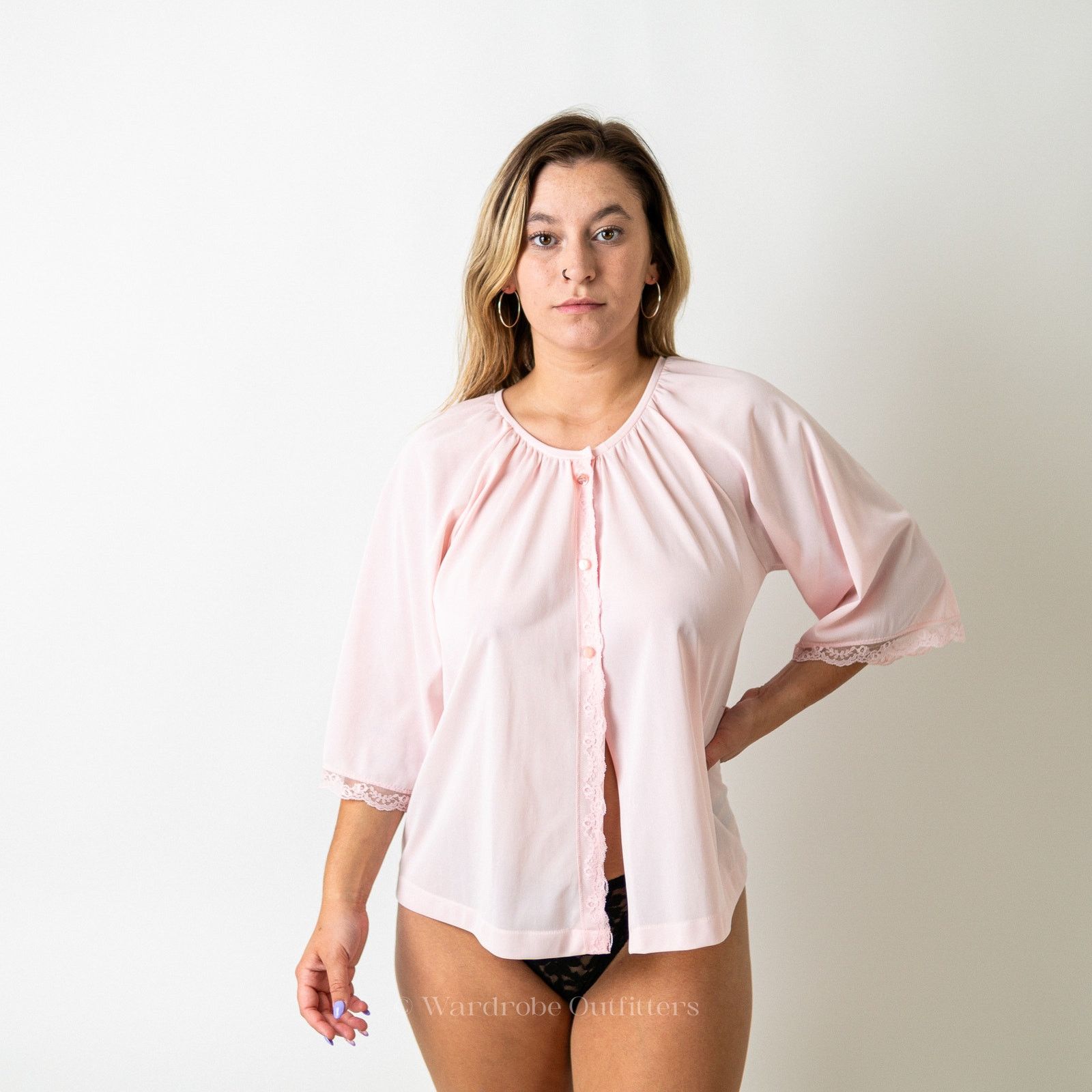 Vintage Vintage 80s Pastel Pink Nightgown Lingerie Top Size ONE SIZE - 6 Thumbnail