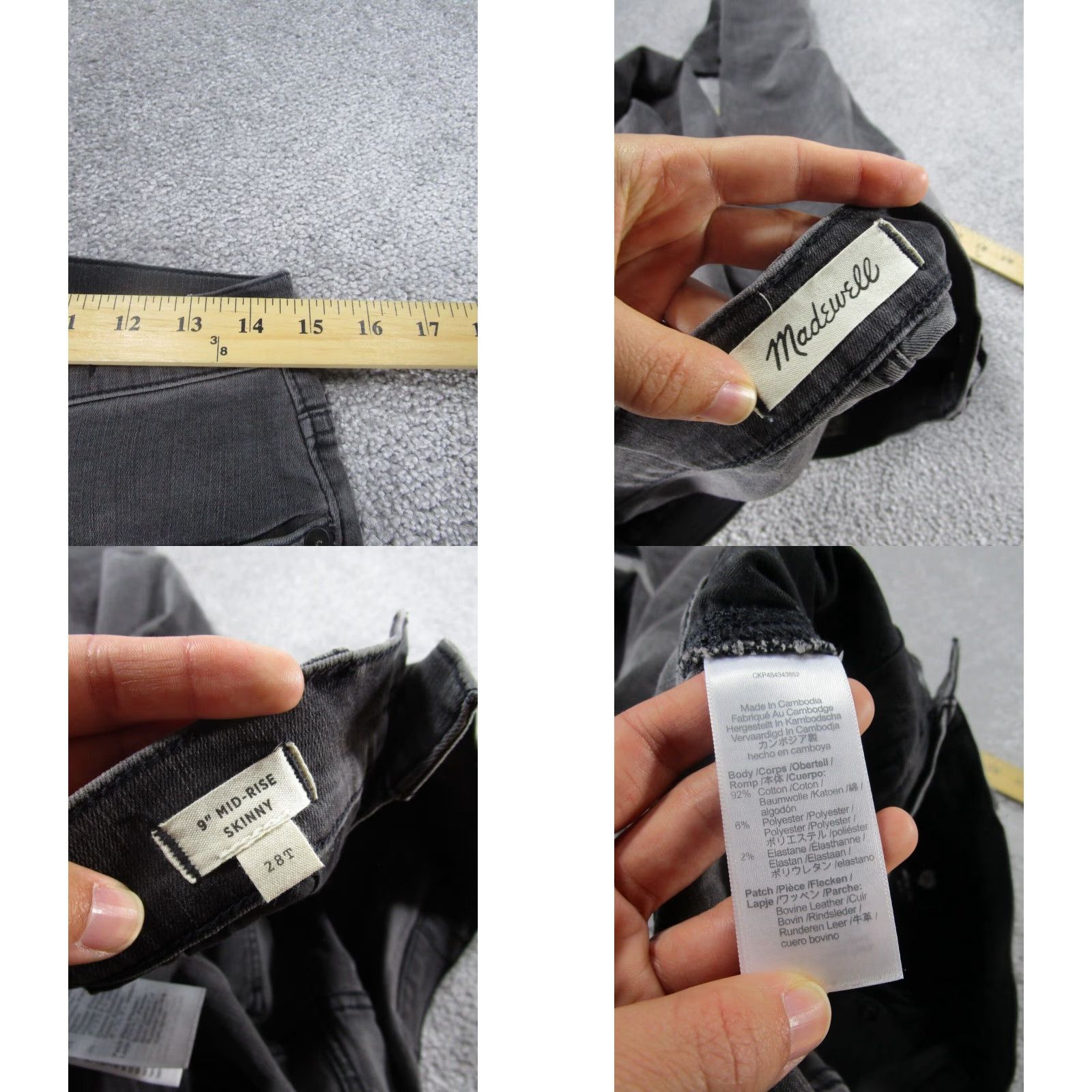 Madewell Madewell Womens Gray Mid Rise Skinny Jeans Tall 28 Denim Ripped Zip Fly Size 28" / US 6 / IT 42 - 8 Thumbnail