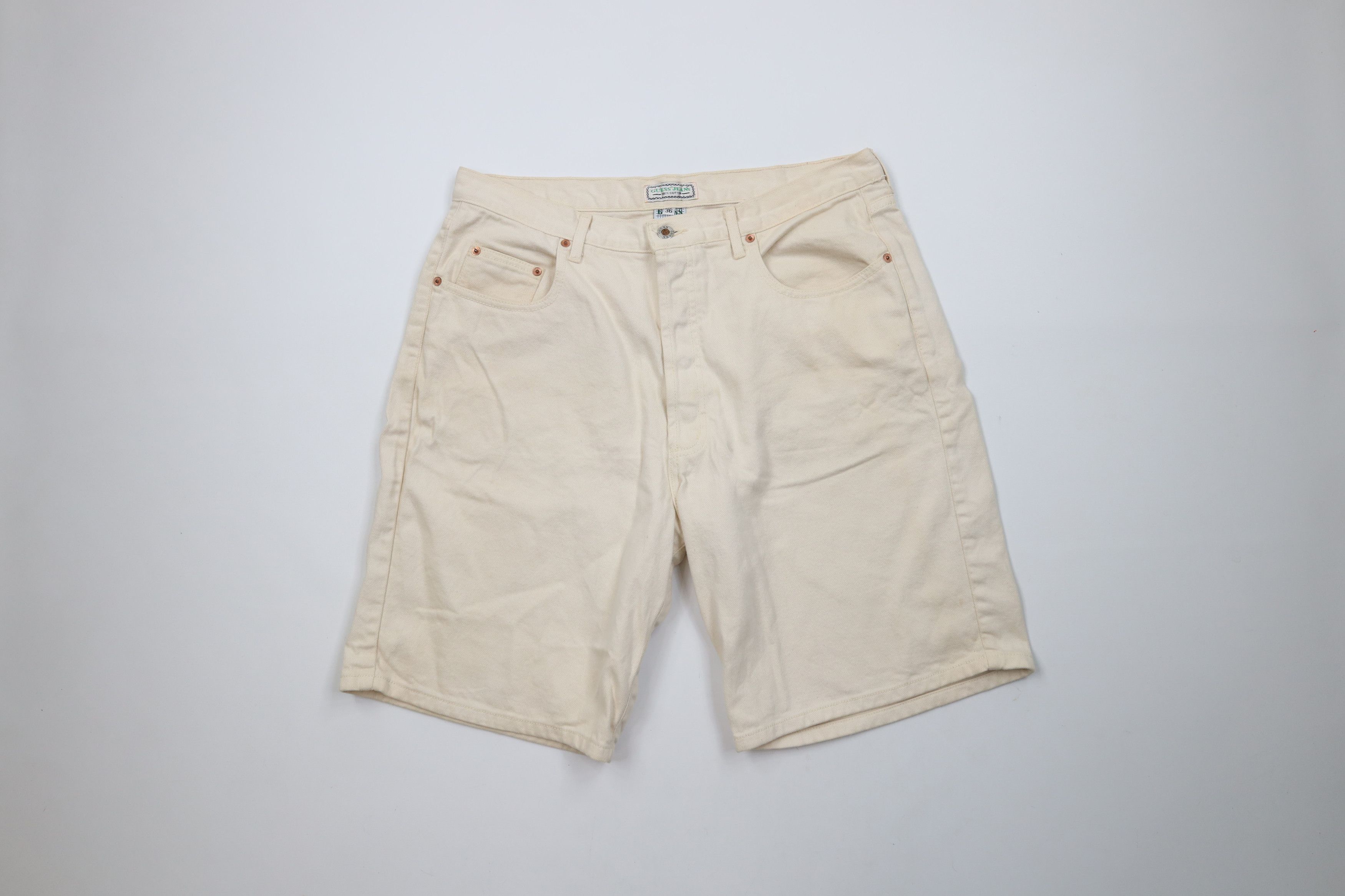 Guess × Vintage Vintage 90s Guess Spell Out Button Fly Denim Jean Shorts USA Size US 36 / EU 52 - 1 Thumbnail