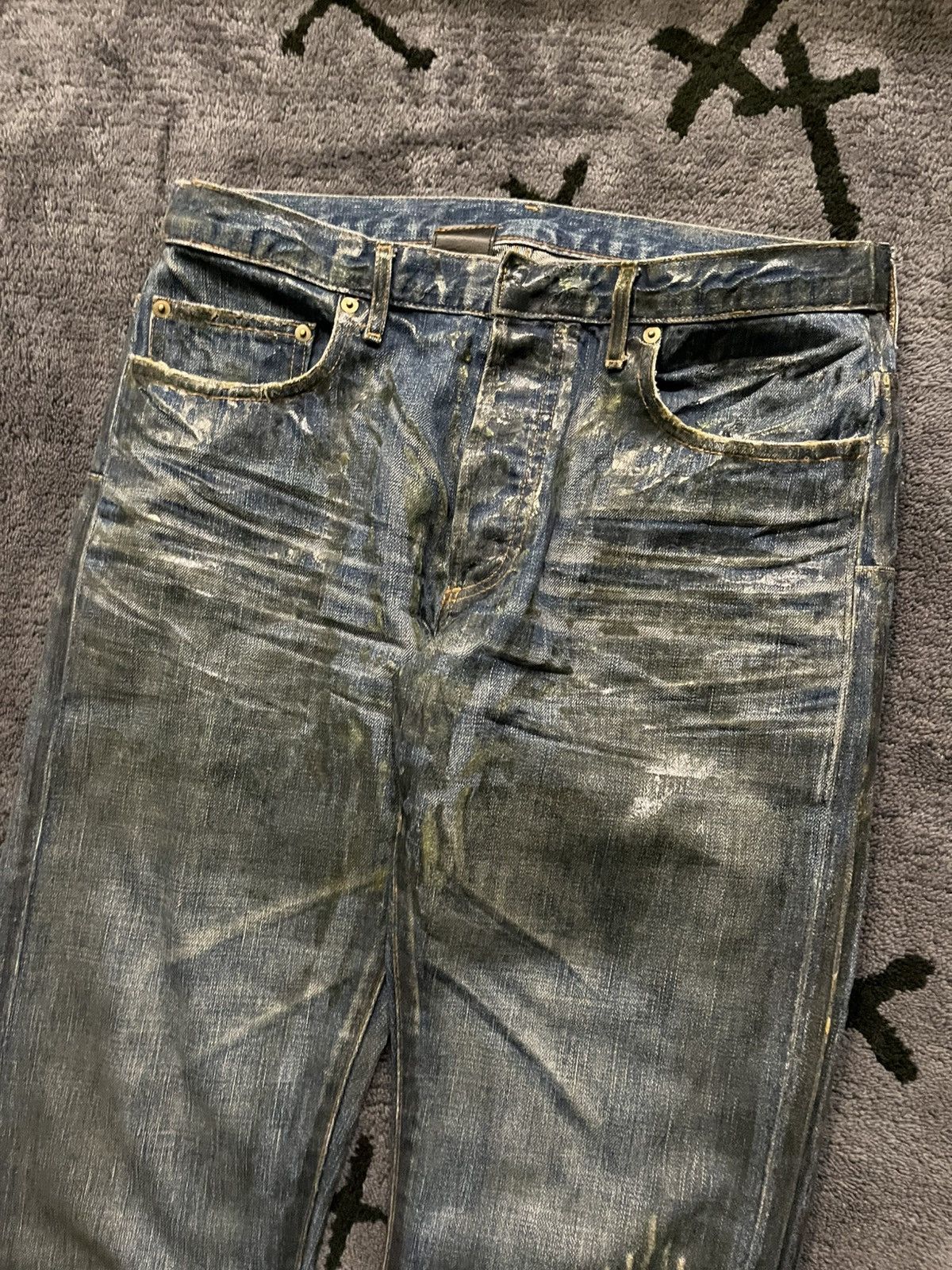 Dior × Hedi Slimane AW03 Luster Waxed Clawmark Denim Jeans Size US 32 / EU 48 - 5 Thumbnail