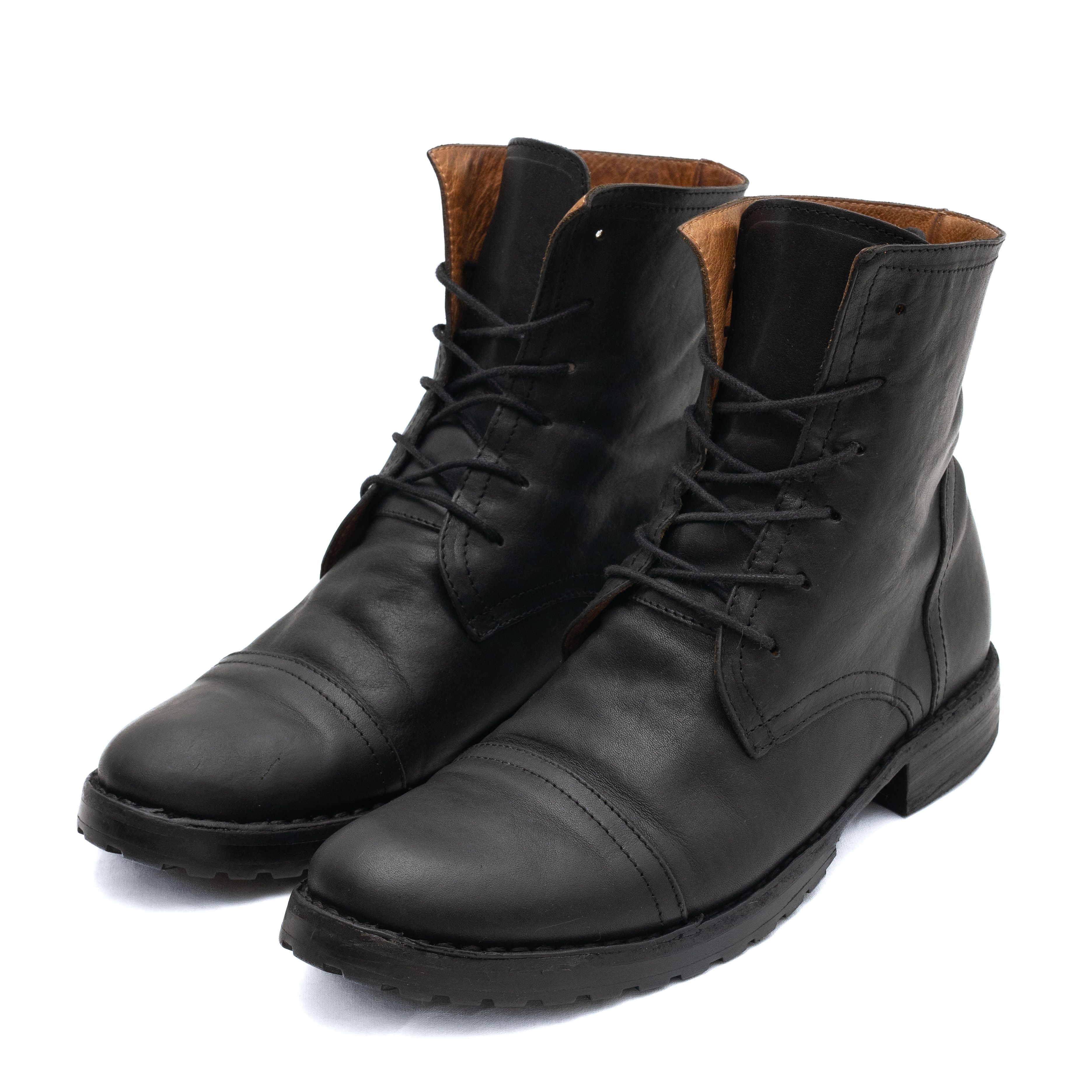 Fiorentini Baker Men Black Distressed Leather Lace Up Boots Italy Size US 9 Fiorentini Baker Boots - Etsy main image 3