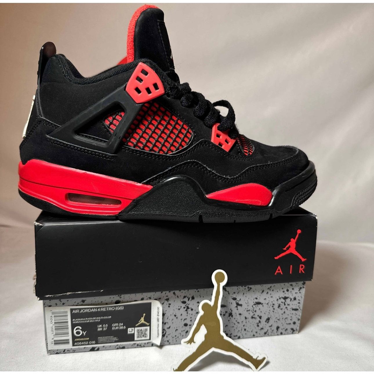 Jordan Brand × Nike Size 6 - Nike Air Jordan 4 Retro GS Red Thunder Men's Shoes Size US 6 / EU 39 - 1 Thumbnail