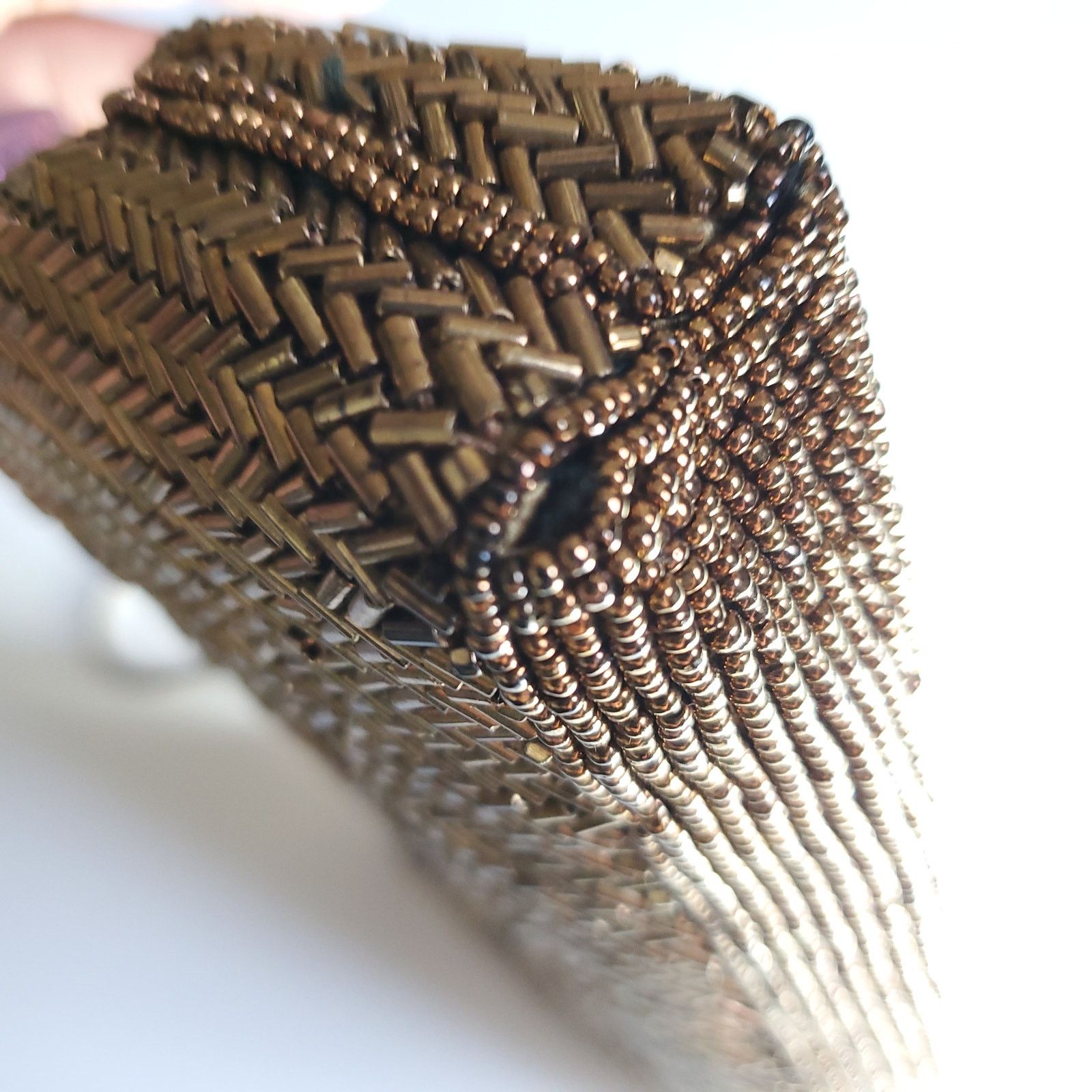 Vintage Vintage Gold Beaded Purse Evening Bag Formal Prom Wedding Size ONE SIZE - 4 Thumbnail