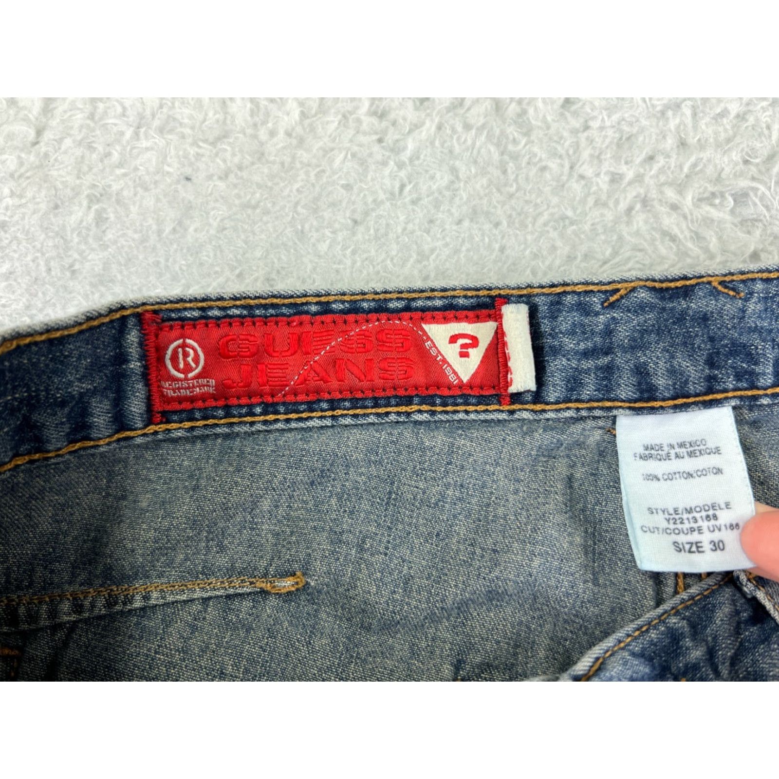Guess GUESS Jeans Pants Women 30 Blue Denim Bootcut Floral Hem Pockets Crop 5-Pocket Design Inseam 25 Rise Mid Distressed Stretch Regular Jeans Womens Size 30" / US 8 / IT 44 - 3 Thumbnail