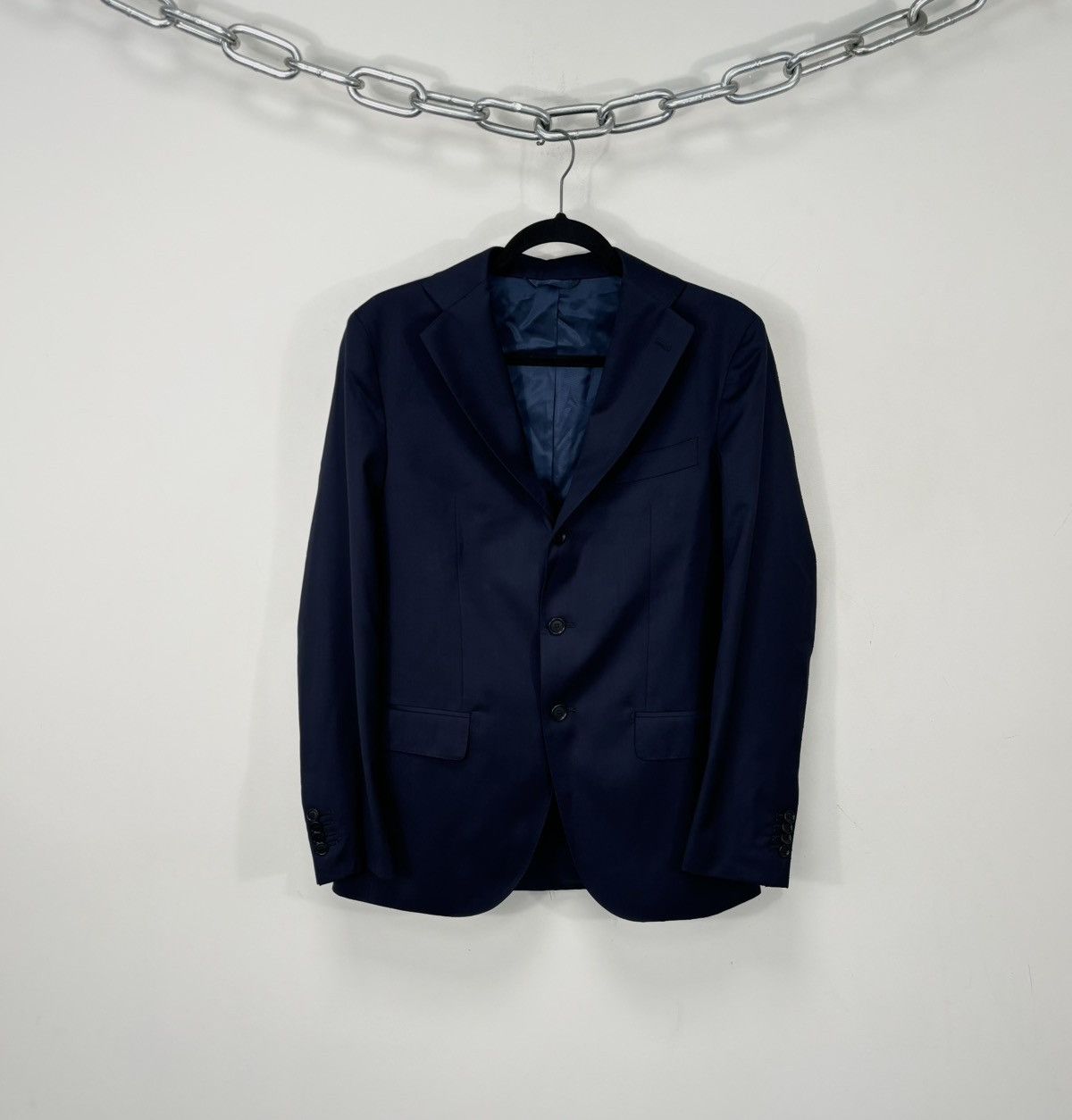Other De Petrillo Napoli Gaiola Navy Blue Italian Luxury Wool Suit Size 46R - 2 Thumbnail