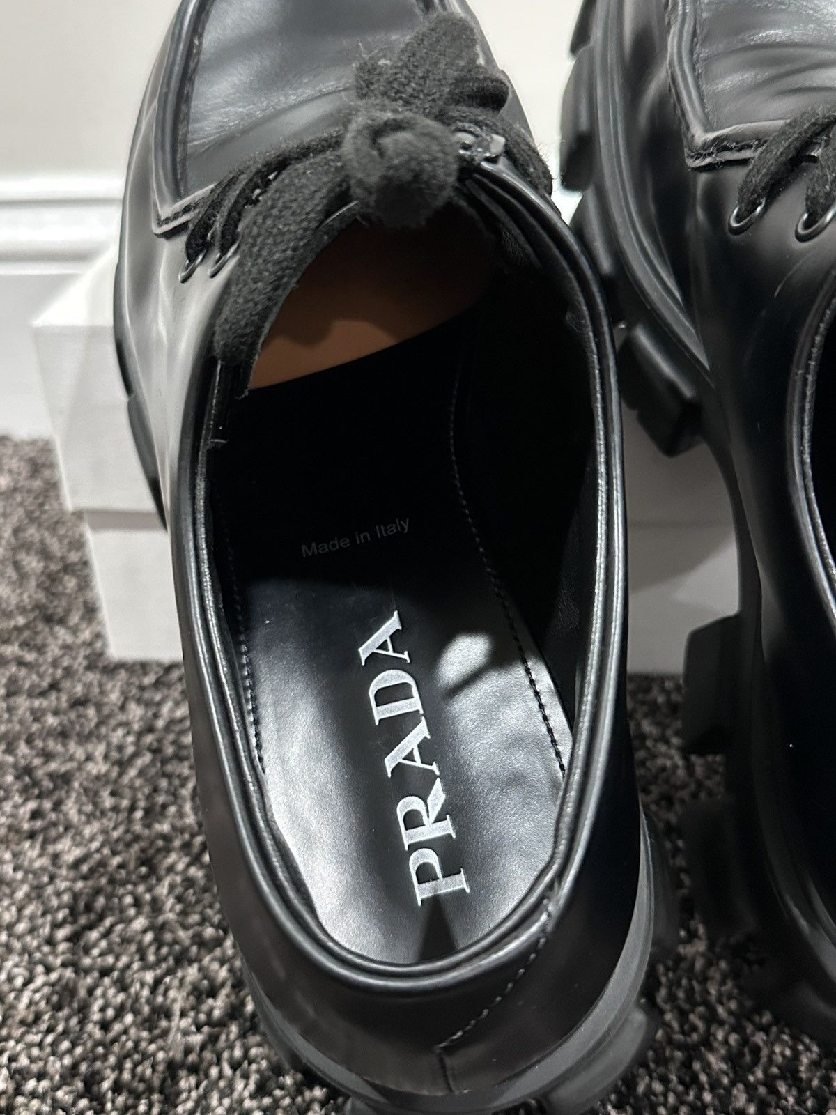 Prada Prada Monolith Chunky Sole Black Leather Derby Size US 8 / EU 41 - 9 Thumbnail
