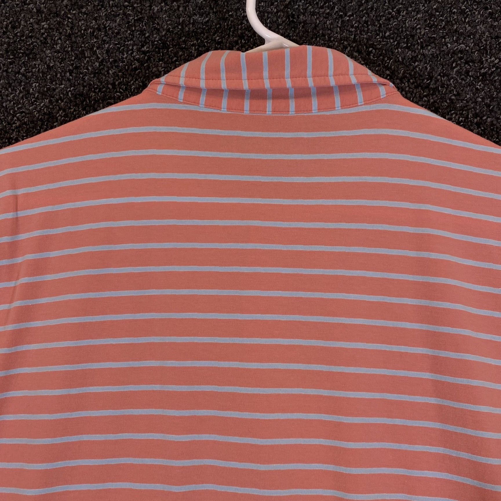 Peter Millar PETER MILLAR Polo Shirt Mens Large Golf Salmon Pink Blue Striped Sport Shirt Size US L / EU 52-54 / 3 - 7 Thumbnail