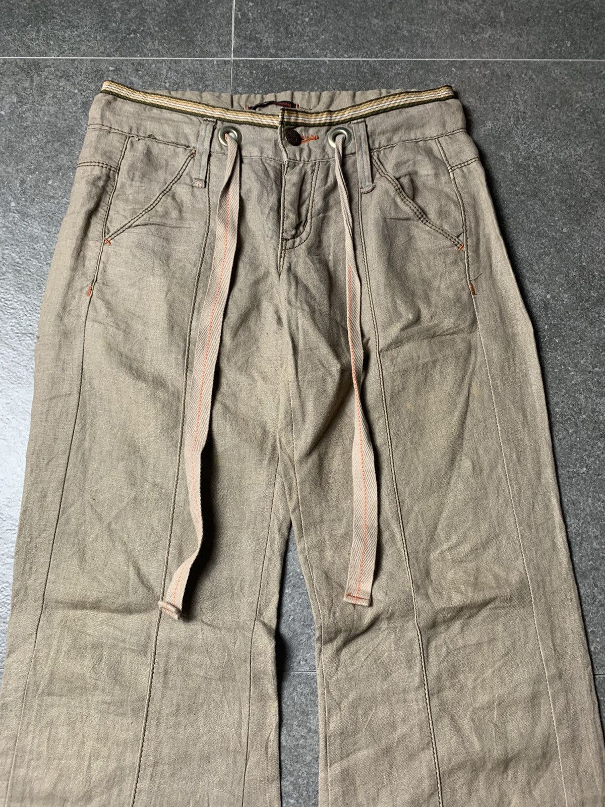If Six Was Nine 2000s Et Boite Japan Linen Flared Pants Like GOA Size US 27 - 3 Thumbnail