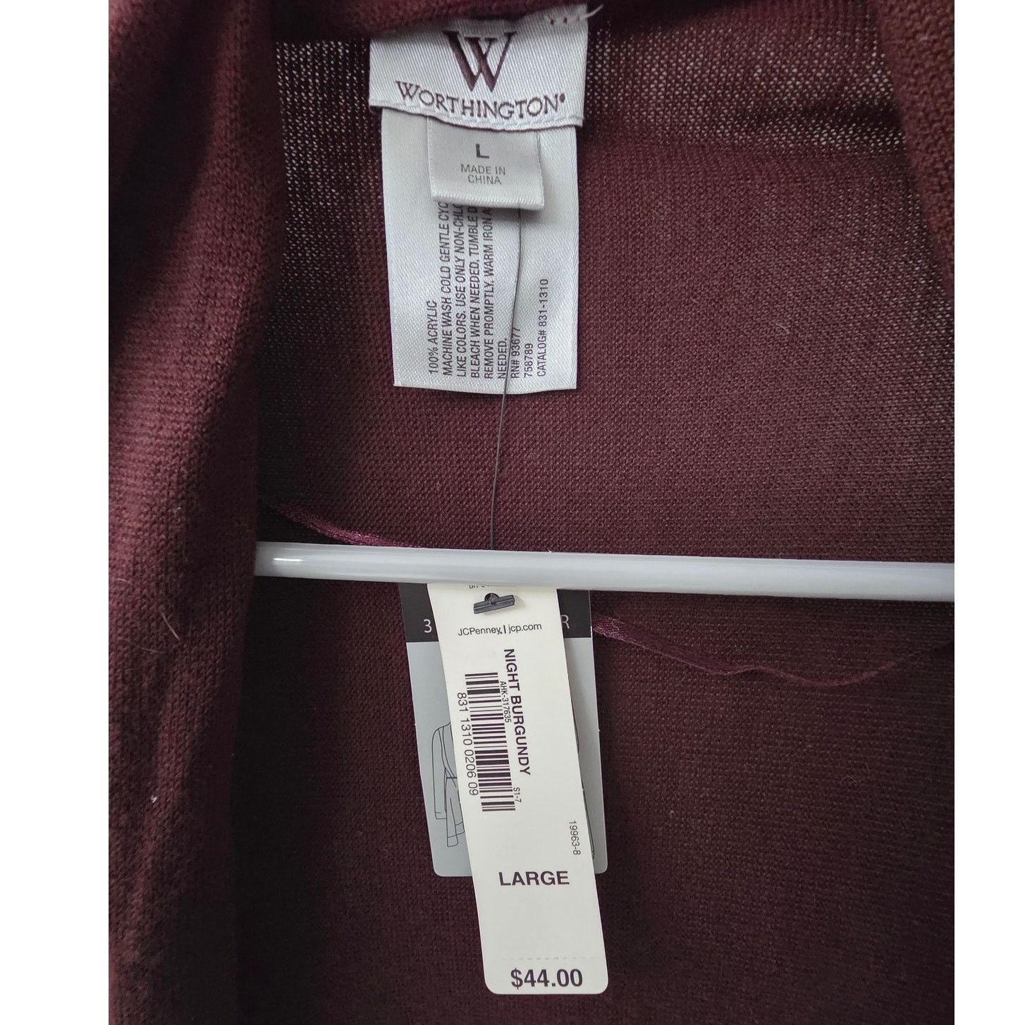 Worthington Worthington Burgundy 3 Way Open Angle Front Cardigan - Large Size L / US 10 / IT 46 - 3 Thumbnail