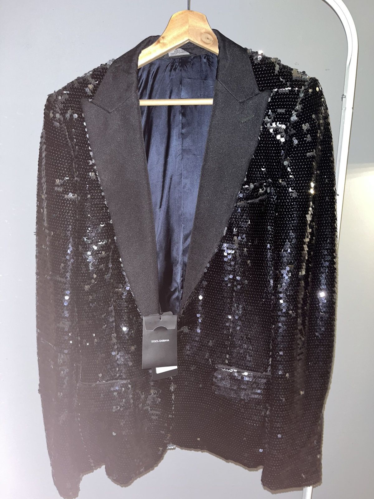 Dolce & Gabbana Dolce & Gabbana Black Sequin Single-Breasted Blazer - IT 44 Size 44S - 1 Thumbnail