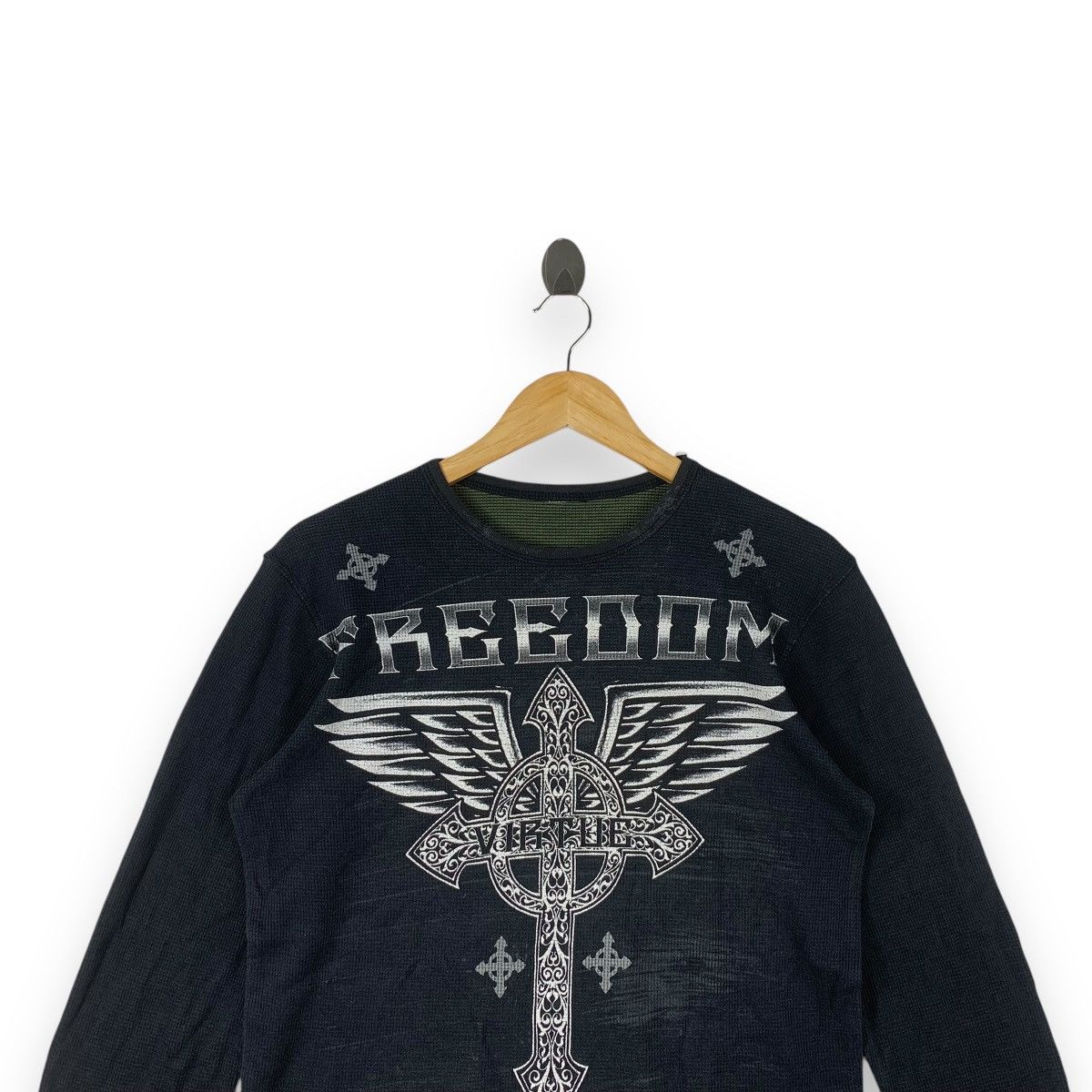Vintage Vintage FREEDOM VIRTUE Cross Graphic Long Sleeve Thermal Size M / US 6-8 / IT 42-44 - 2 Thumbnail