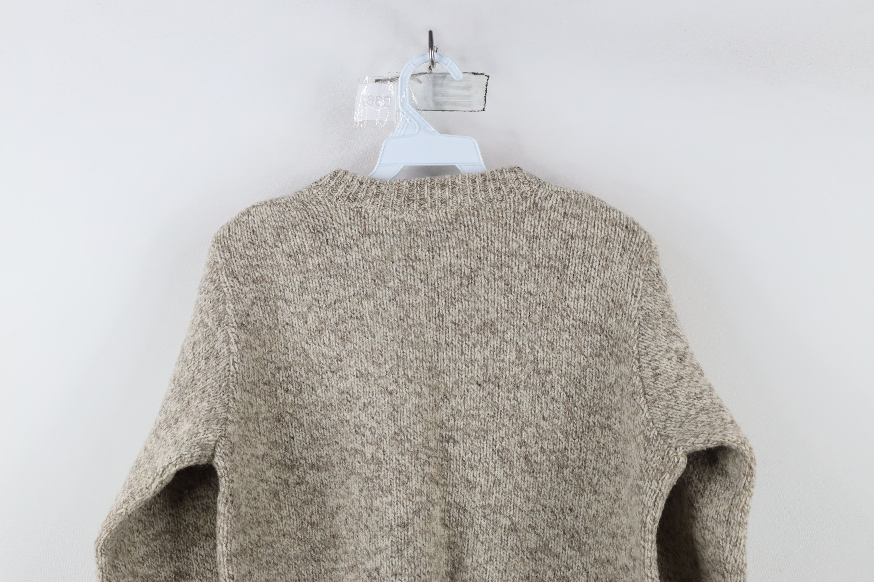 Lands' End × Vintage Vintage 90s Lands End Wool Blend Sweater Oatmeal Brown USA Size M / US 6-8 / IT 42-44 - 7 Thumbnail