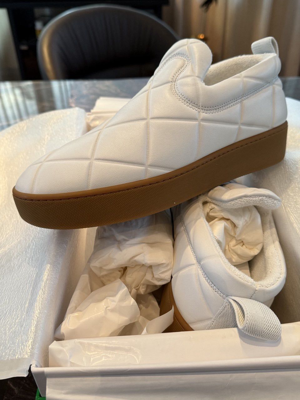 Bottega Veneta Bottega Veneta Quilted Embossed Lambskin Slipon Sneaker Size US 10 / IT 40 - 4 Thumbnail