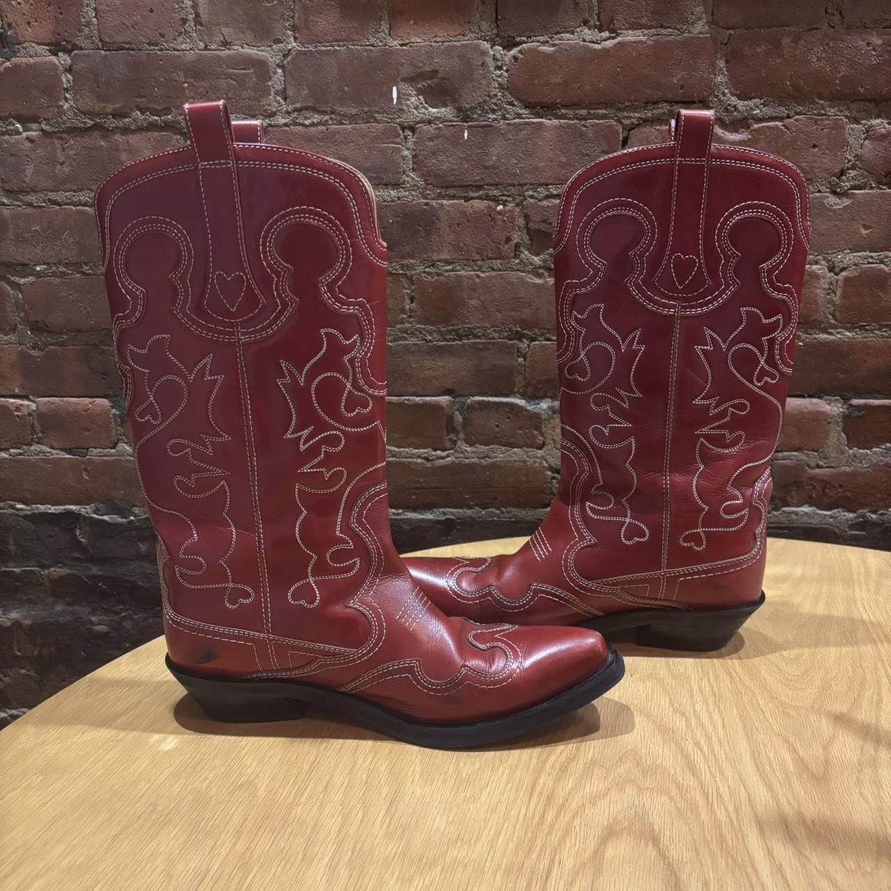 Ganni Ganni red leather western boots Size US 12 / IT 42 - 2 Thumbnail