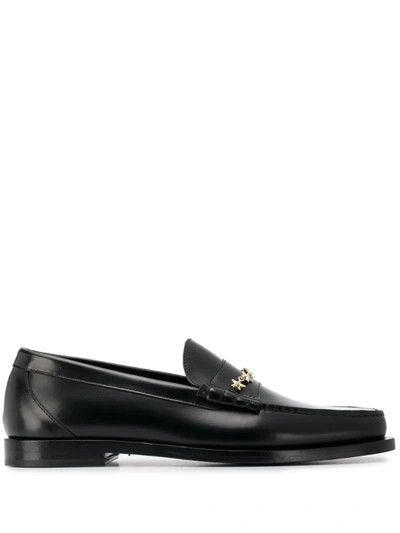 Jimmy Choo Jimmy Choo Mocca Gold Tone Star Chain Loafers Black Leather Size US 11.5 / IT 41.5 - 1 Thumbnail