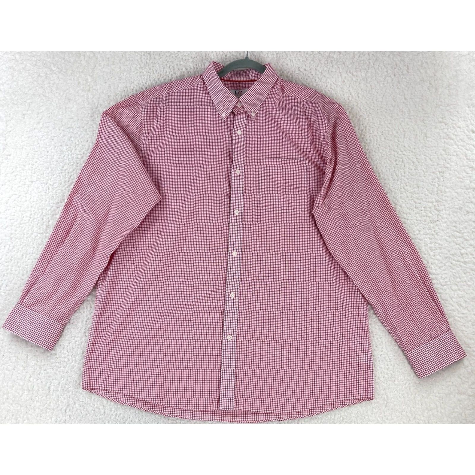 Cutter & Buck Cutter & Buck Red White Check Button-Down Shirt Mens XL Long Sleeve Cotton Polyester Dress Shirt Size US XL / EU 56 / 4 - 2 Thumbnail