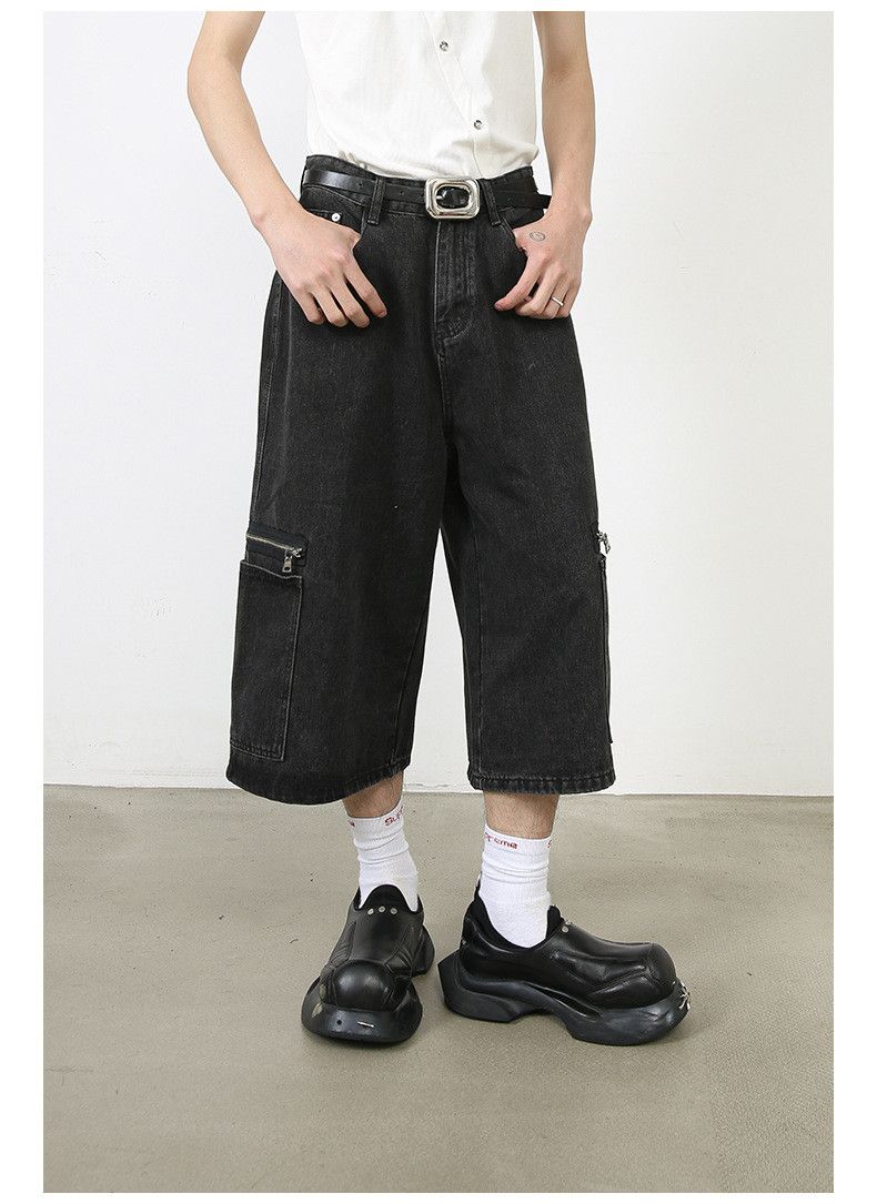 Japanese Brand × Jean Street Retro Loose Washed Cargo Denim Shorts Size US 32 / EU 48 - 2 Thumbnail