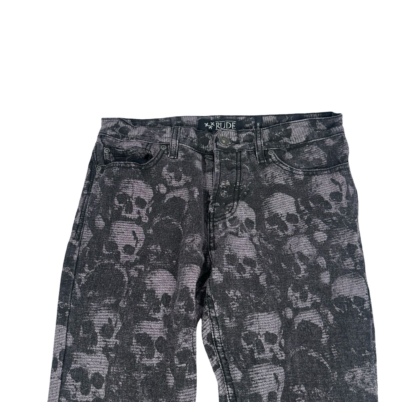 Rude Xxx Rude Skull AOP Skinny Jeans Men 30x32 Black Denim Dark Size US 30 / EU 46 - 3 Thumbnail