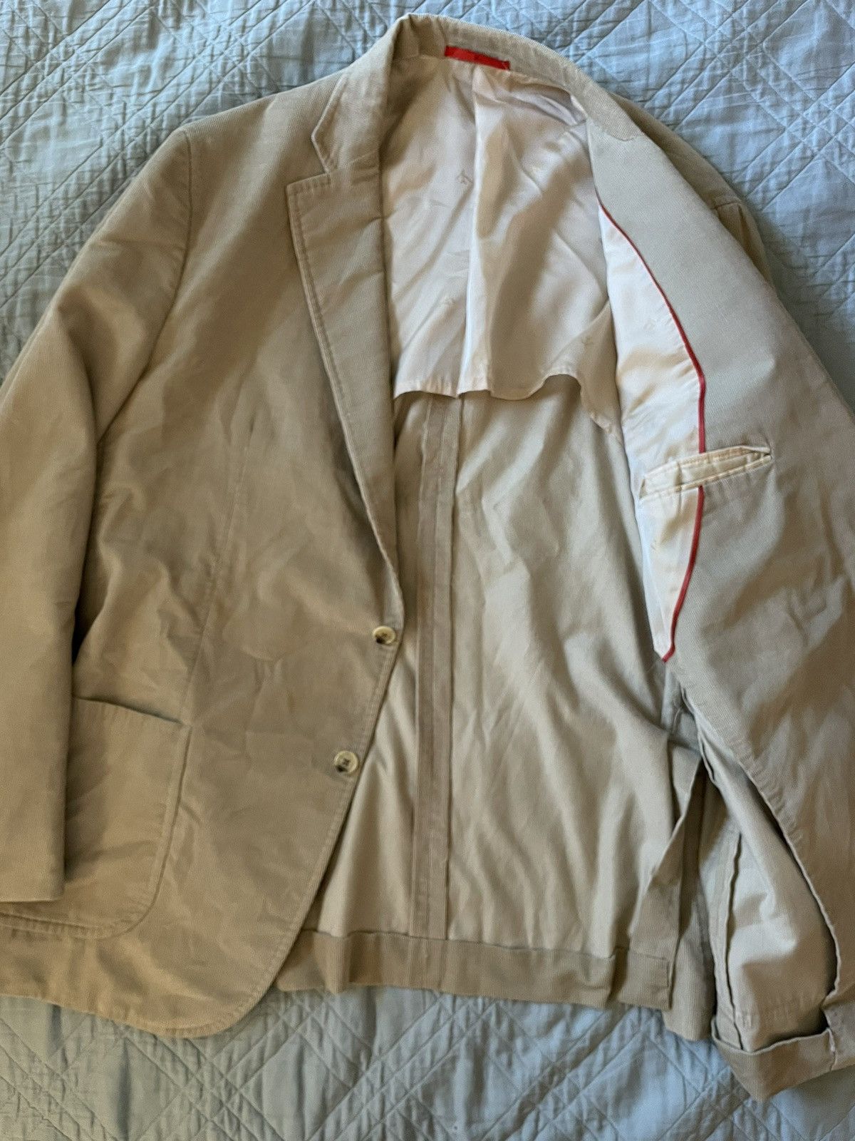 Isaia Deconstructed Patch Pocket Corduroy Jacket Size 48R - 3 Thumbnail