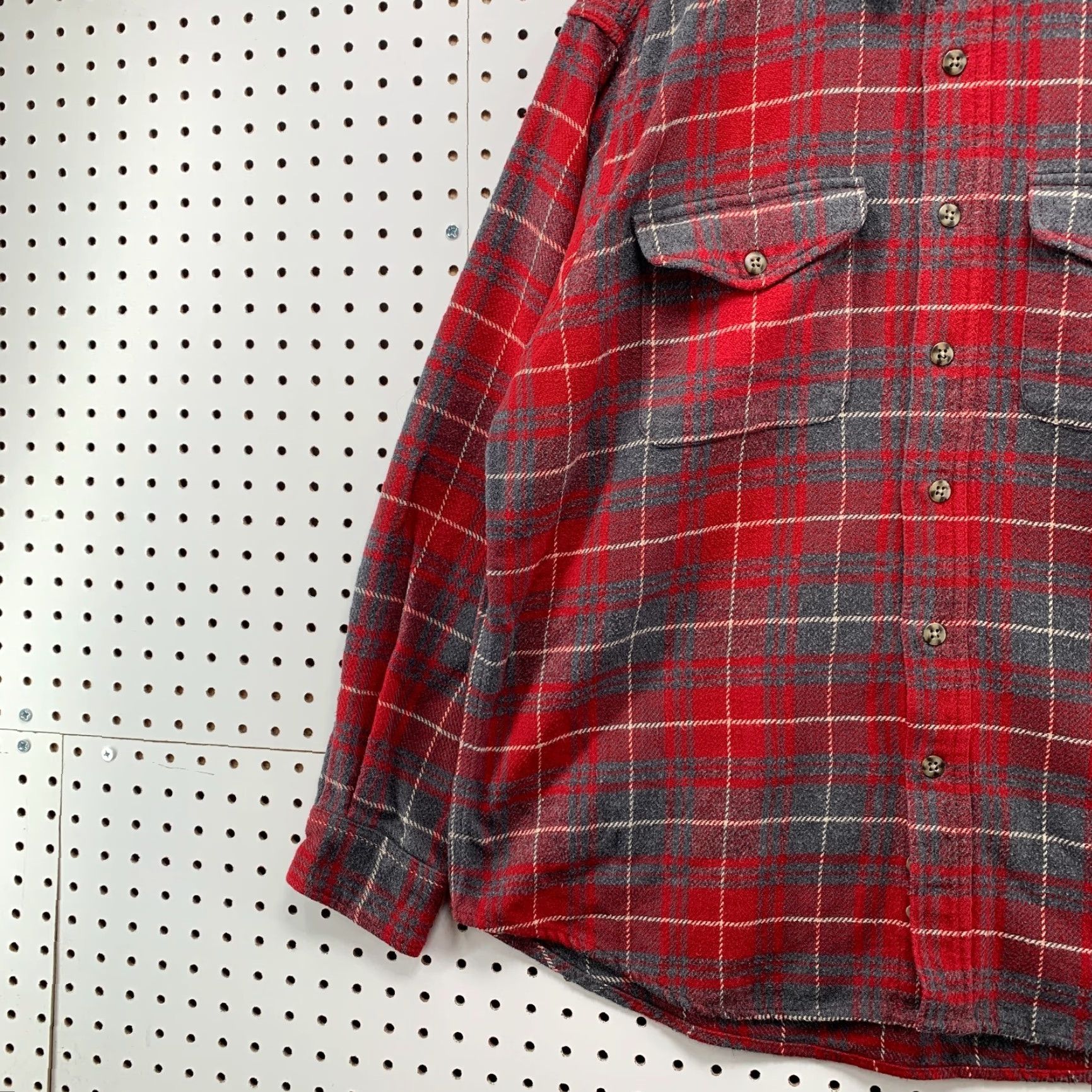 Faded Glory Faded Glory Heavyweight Flannel Pocket Shirt Red Plaid Mens Large 25x32 Size US L / EU 52-54 / 3 - 7 Thumbnail