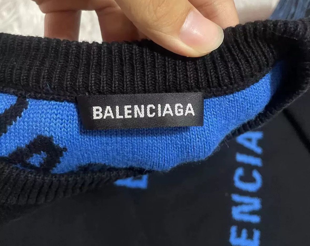 Balenciaga Balenciaga Blue Black Bullet Screen Letter Logo Sweater Size US XS / EU 42 / 0 - 4 Thumbnail