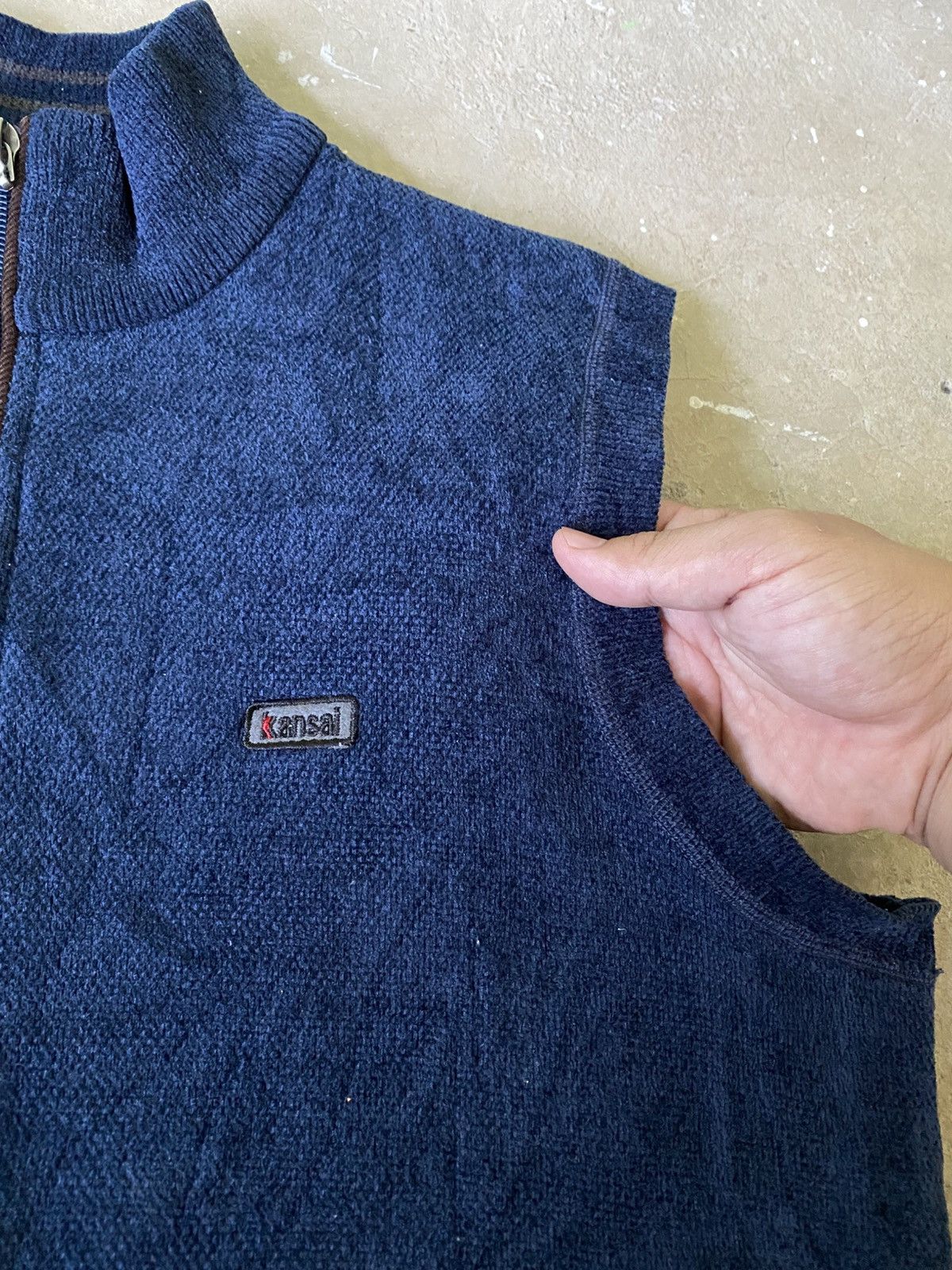 Kansai Yamamoto Kansai Fleece Lined Zip Vest Navy Minimal Y2K Japan Size US M / EU 48-50 / 2 - 5 Thumbnail