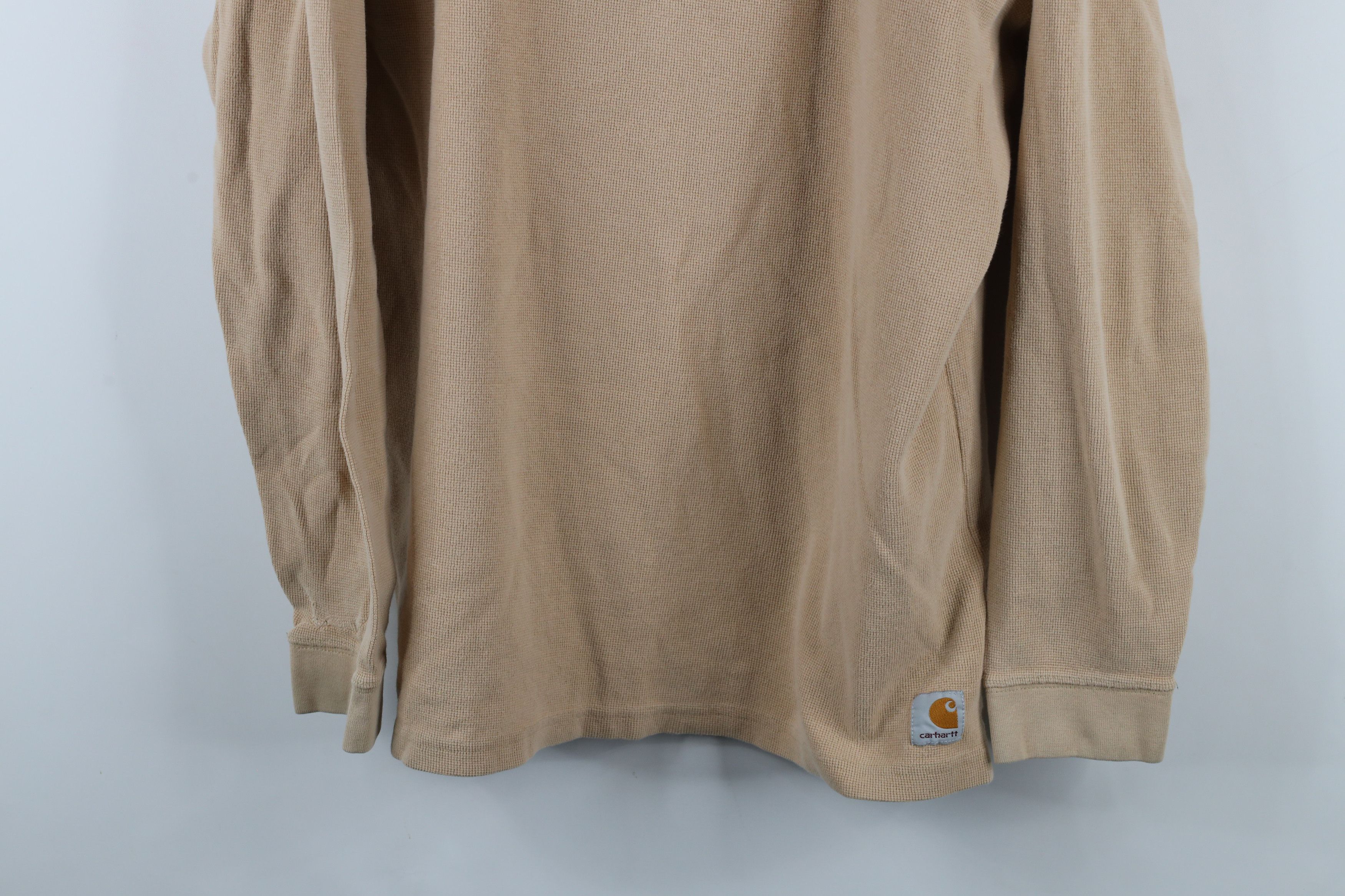 Carhartt × Vintage Vintage Carhartt Thermal Waffle Knit Henley T-Shirt Beige Size US XL / EU 56 / 4 - 3 Thumbnail