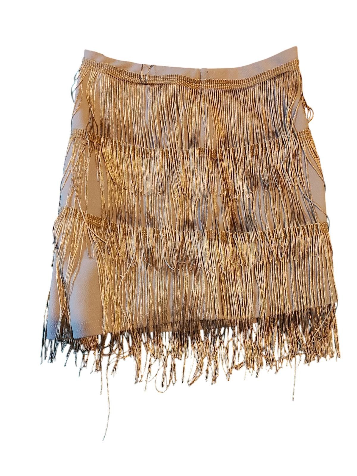 Designer PrettyLittleThing Beige Fringe Layered Shorts Size 28" / US 6 / IT 42 - 4 Thumbnail