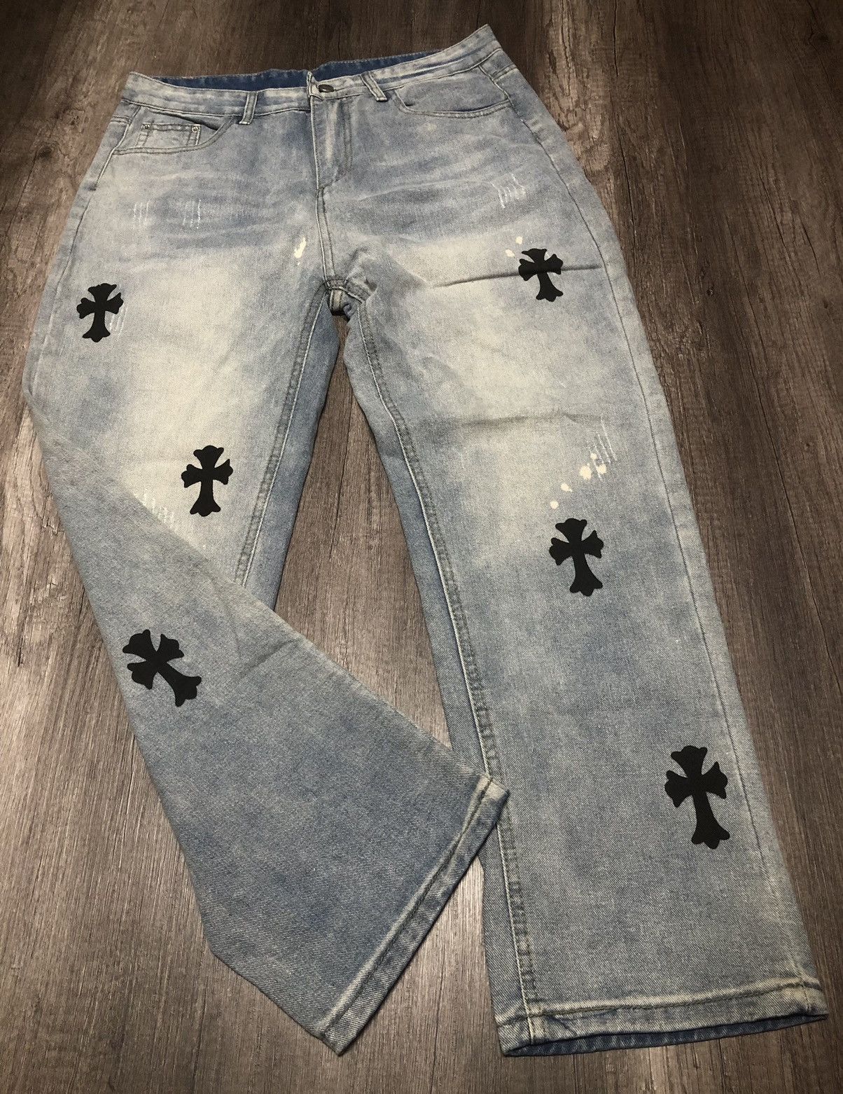 Japanese Brand Design Chrome Heart Denim Jeans