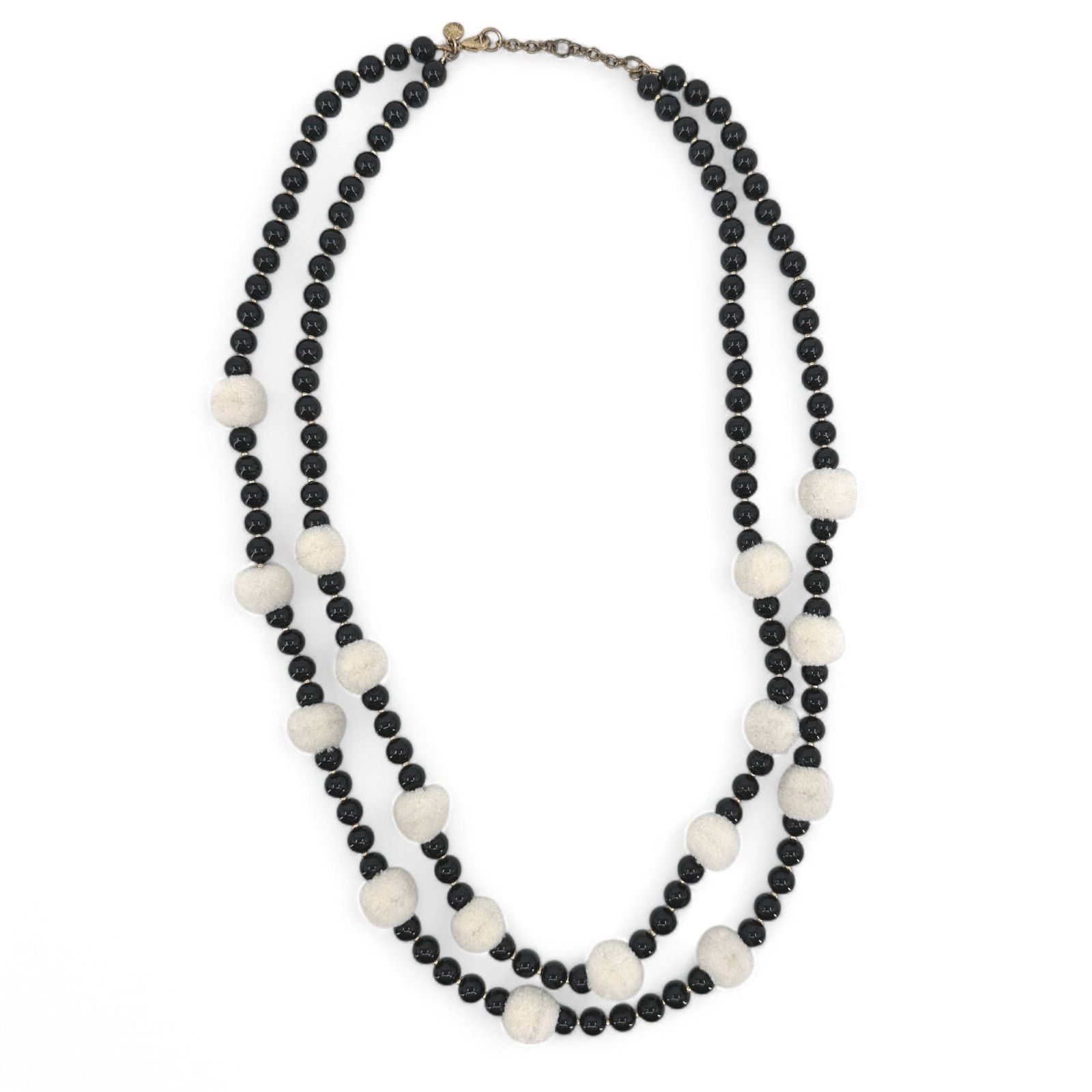 J.Crew J Crew Black and Cream Pom Pom Layered Necklace Pompon Size ONE SIZE - 2 Thumbnail