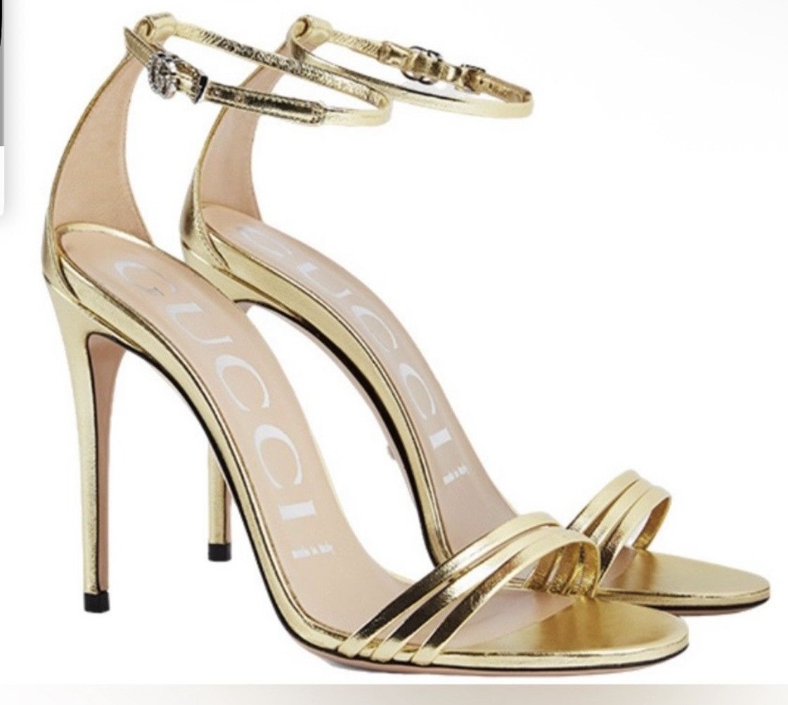 Gucci Leather One Strap Sandals 11cm Gold 551213, Women's (Size 10)