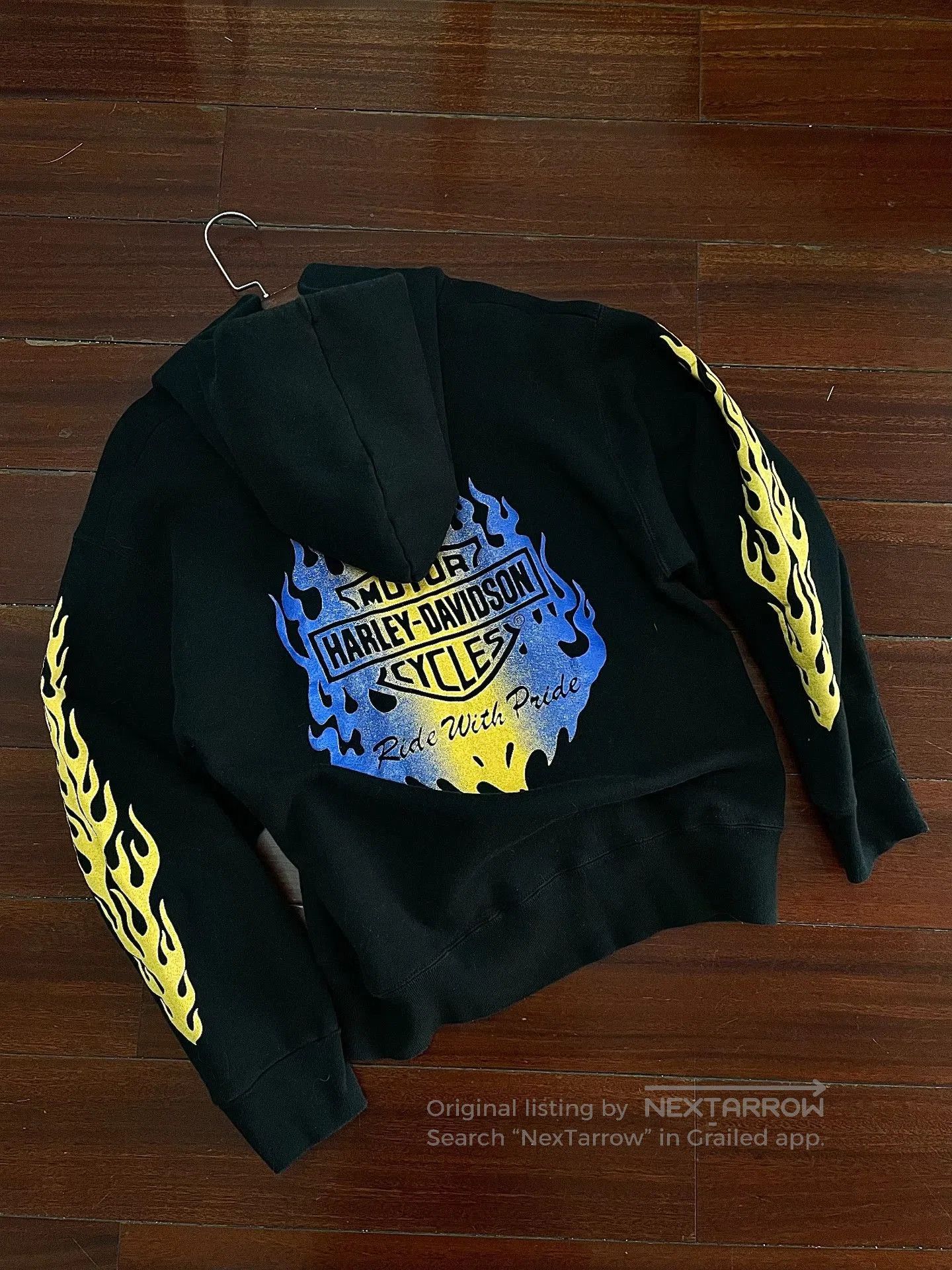 Vintage Vintage 90s Harley Davidson Flame Hoodie. Size US M / EU 48-50 / 2 - 1 Thumbnail
