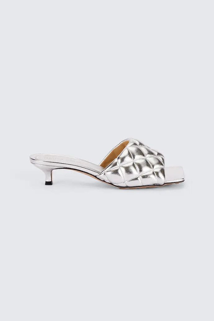 o1n1vont1224 Padded Sandal Mules in Silver