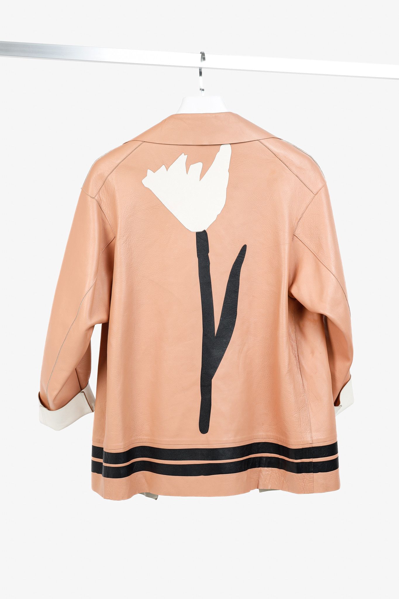 Marni Marni R/15 Peach Leather Tulip-Print Jacket Size S / US 4 / IT 40 - 2 Thumbnail