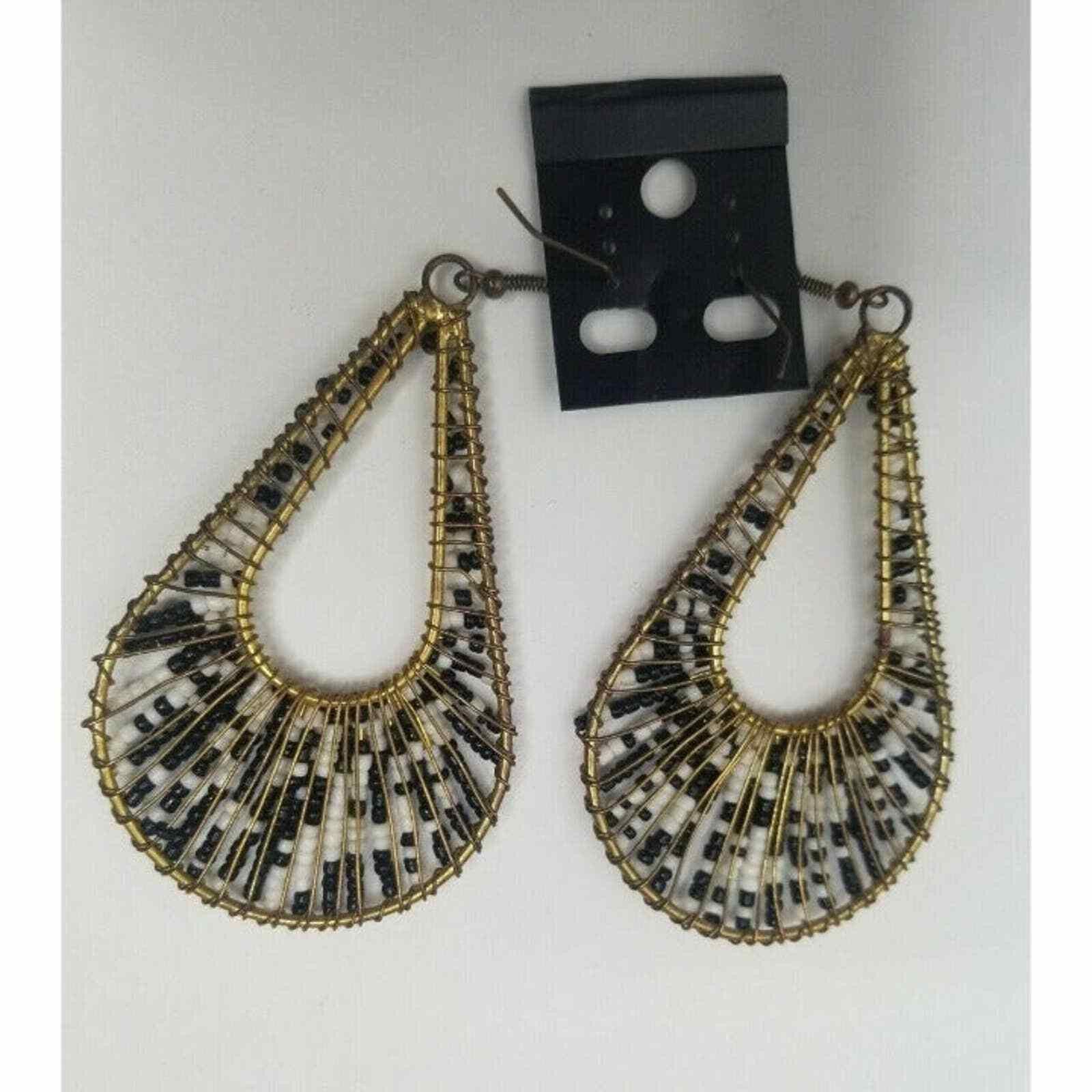 The Unbranded Brand Earrings Ladies Women Fashion Jewelry Beaded Teardrop Hoop H Size ONE SIZE - 3 Thumbnail