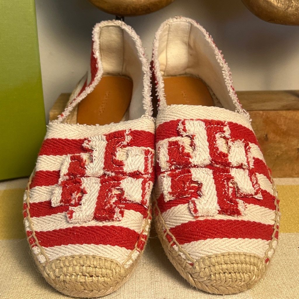 Tory Burch frayed striped canvas aline dinem Size US 8 / IT 38 - 3 Thumbnail