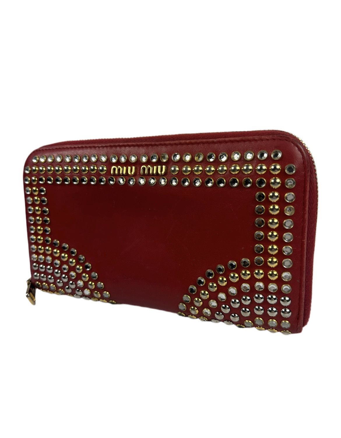 Miu Miu Miu Miu Studded Leather Zippy Wallet Size ONE SIZE - 1 Thumbnail