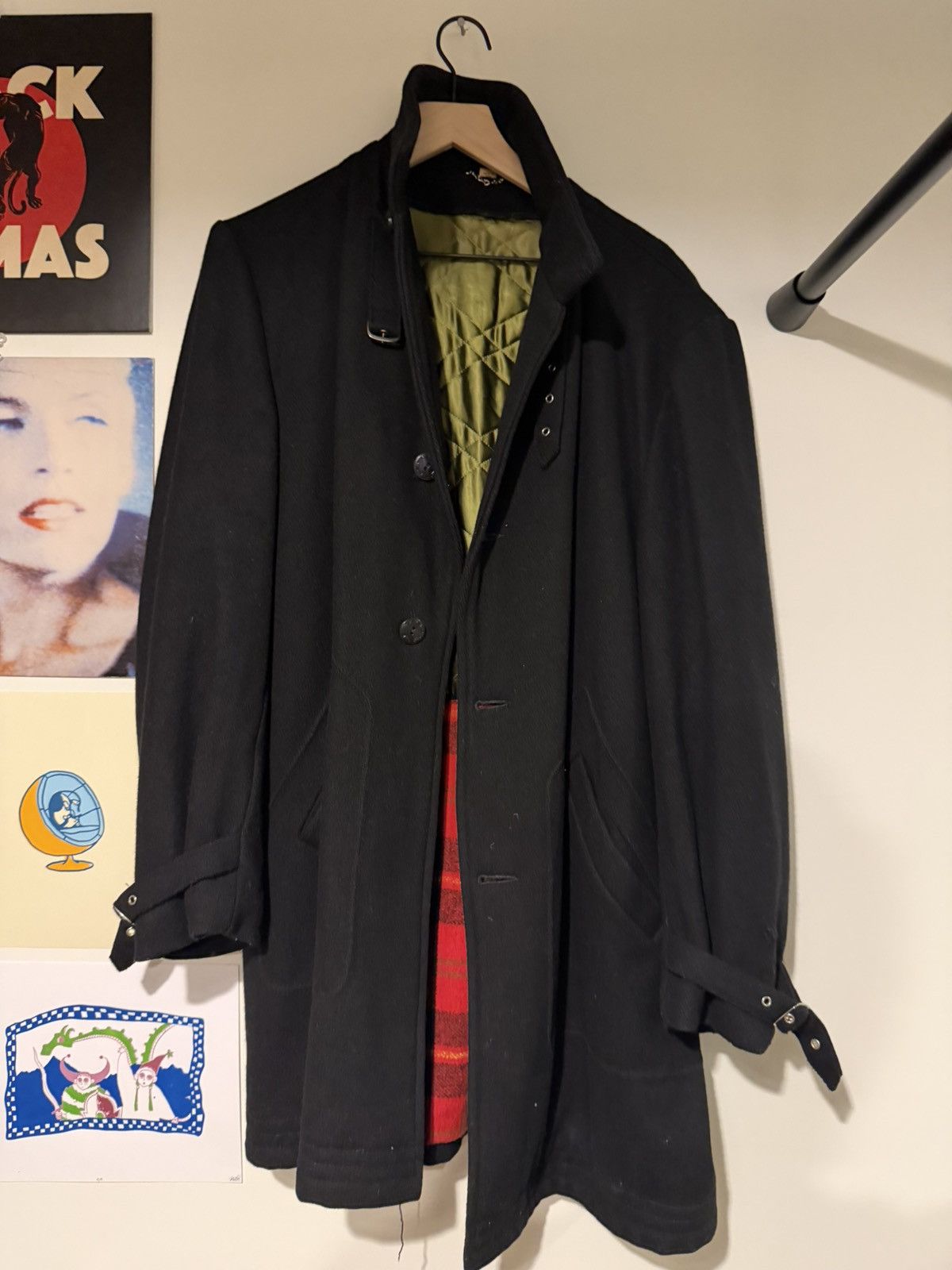 Vintage Vintage 80s Narragansett black wool strap overcoat Size US L / EU 52-54 / 3 - 5 Thumbnail