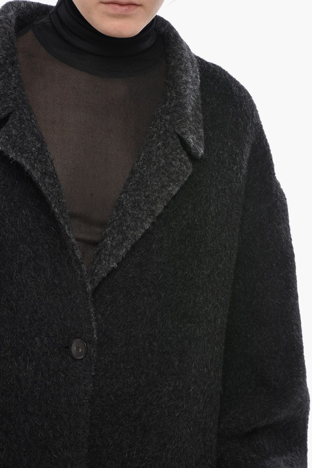 Givenchy og1mm0326 Alpaca-Blend Single-Breasted Coat in Black Size M / US 6-8 / IT 42-44 - 3 Thumbnail