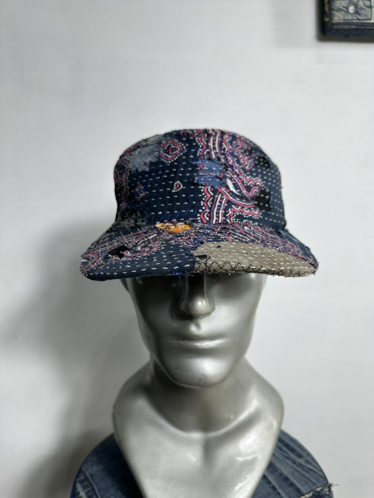 Handmade Custom Made Distressed Paisley Patchwork Boro Trucker hats Size ONE SIZE - 8 Thumbnail