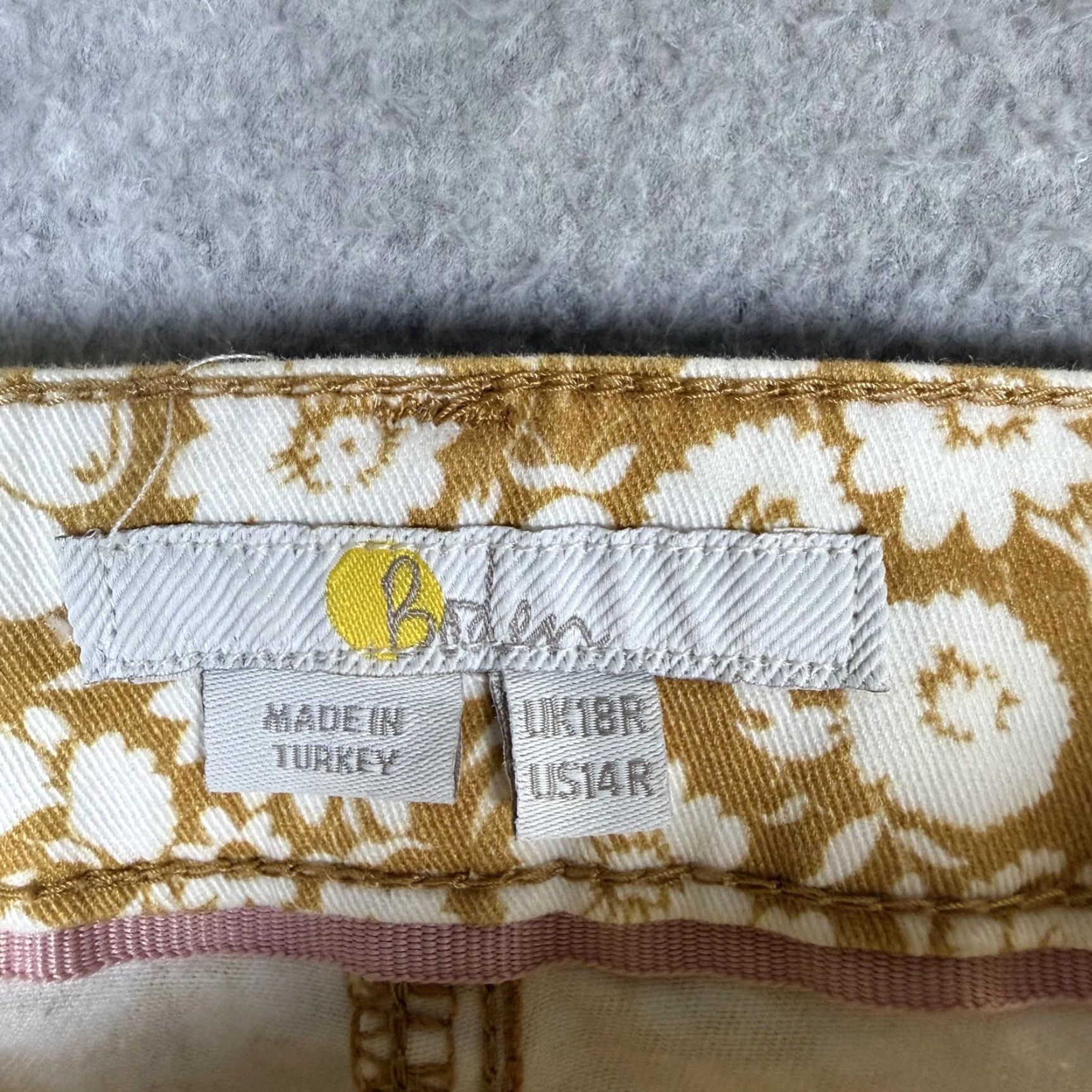 Boden Boden Pants Womens 14R Brown White Floral Button Fly Cotton Trousers Size 36" / US 14 / IT 50 - 3 Thumbnail