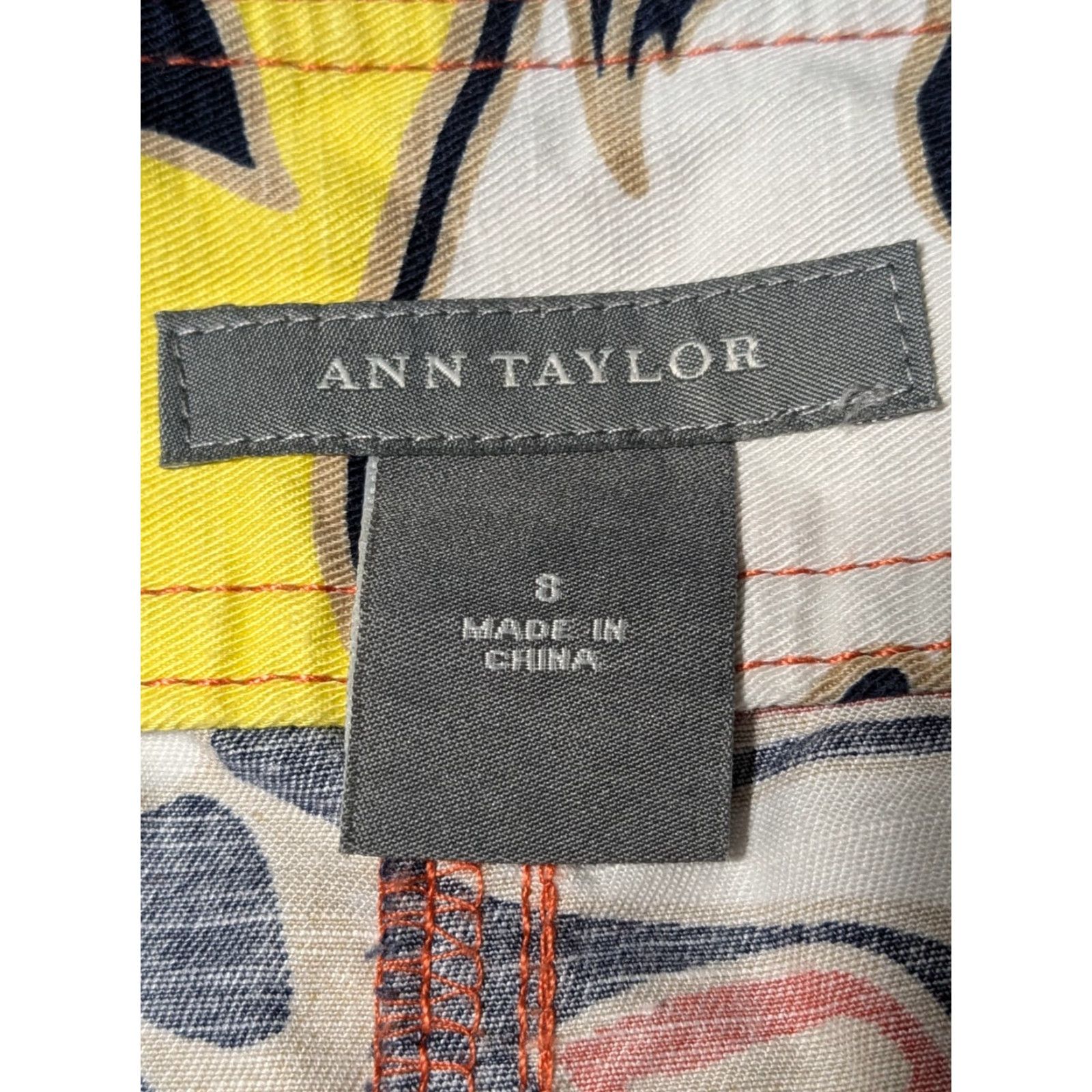 Ann Taylor ANN TAYLOR LINEN Blend Women Size 8 Orange Floral Skirt Short Pleated With Pockets Size 30" / US 8 / IT 44 - 6 Thumbnail