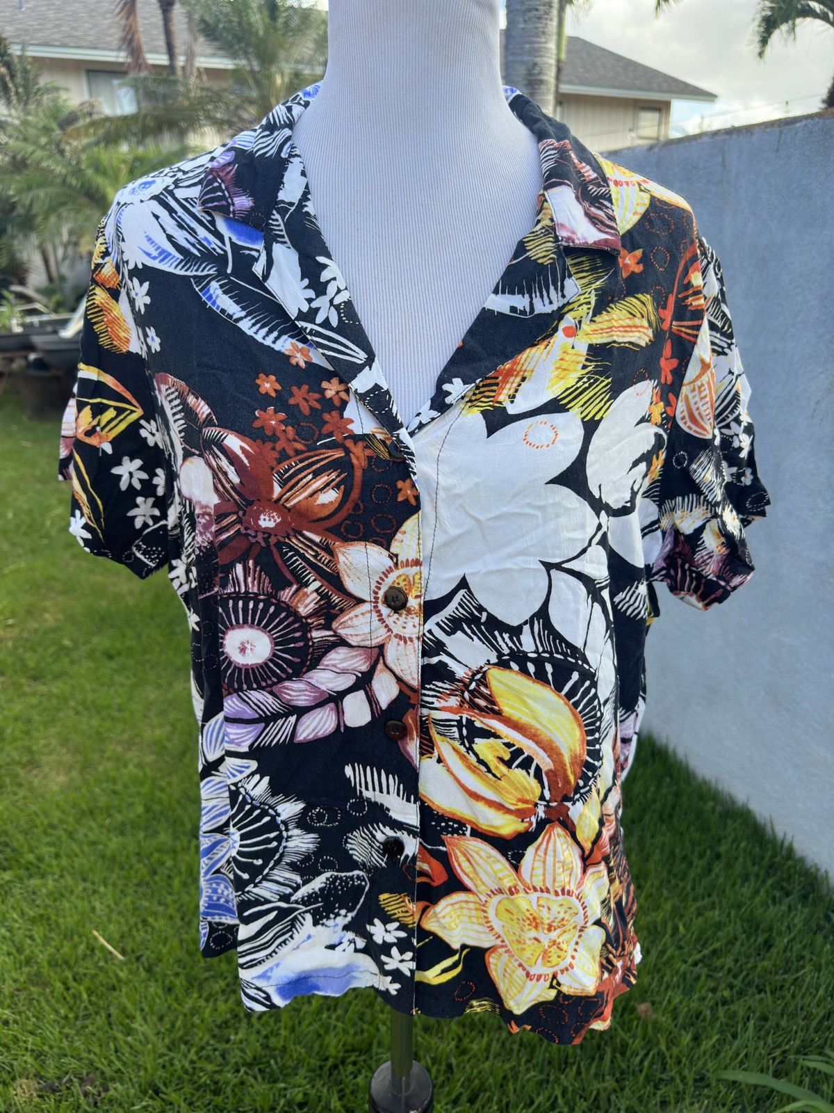 Jams World Blouse Multicolored Full Button Women's XL