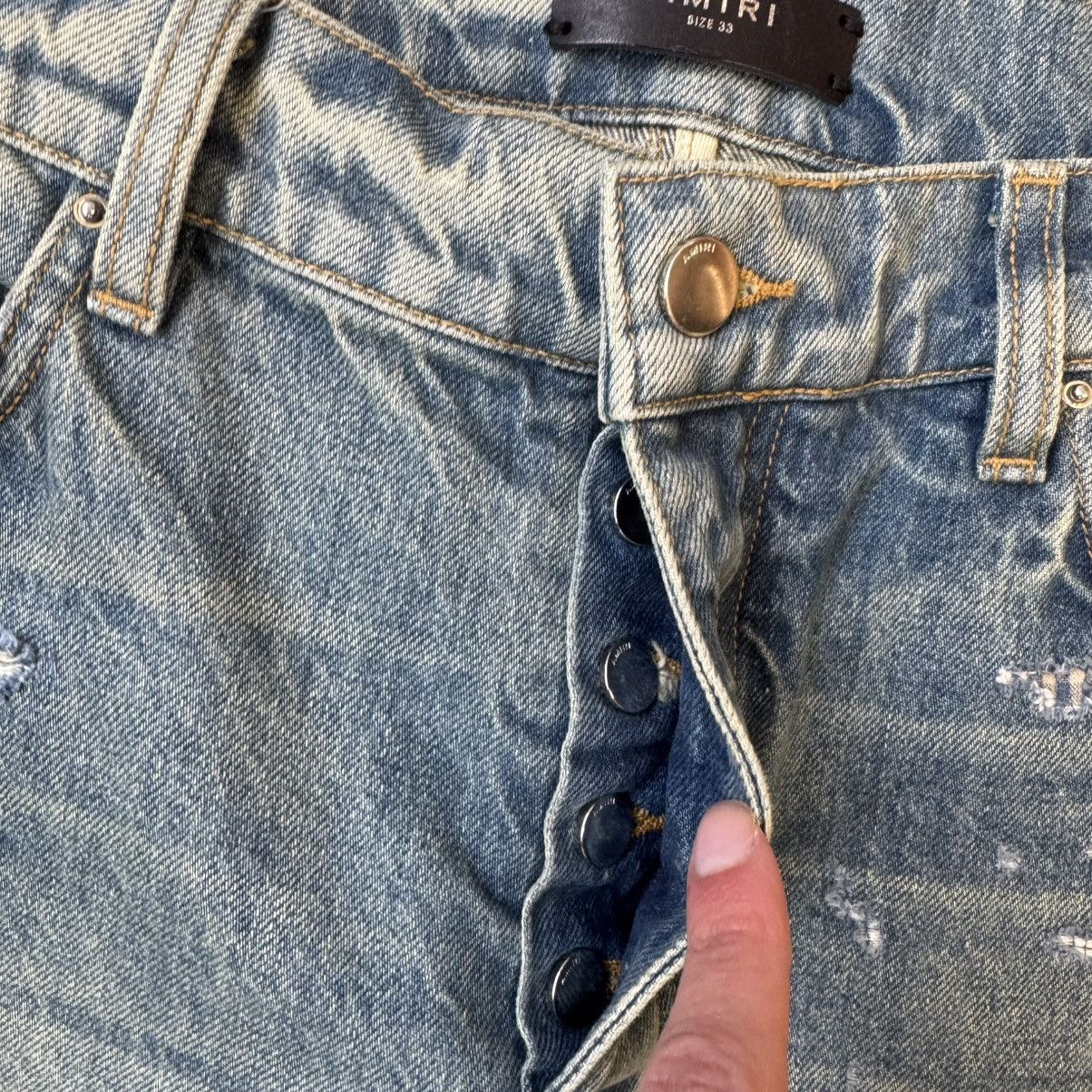 Amiri Amiri Blue Relaxed Boro Repair Jeans Size US 33 - 3 Thumbnail