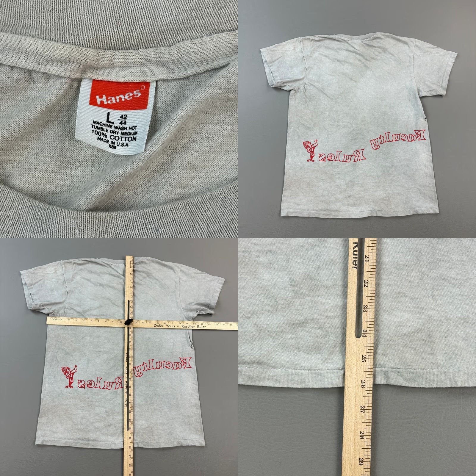 Hanes Vintage Hanes Shirt Mens L Gray WLC Faculty Rules Single Stitch USA 80s Shirt Mens Size US L / EU 52-54 / 3 - 8 Thumbnail