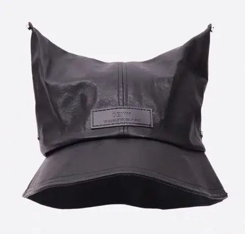 Other Y2k punk cat ears pu leather bucket hat aesthetic Size ONE SIZE - 8 Thumbnail