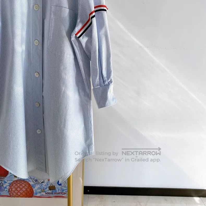 Thom Browne Thom Browne Blue Striped Shirt Dress Size XS / US 0-2 / IT 36-38 - 4 Thumbnail