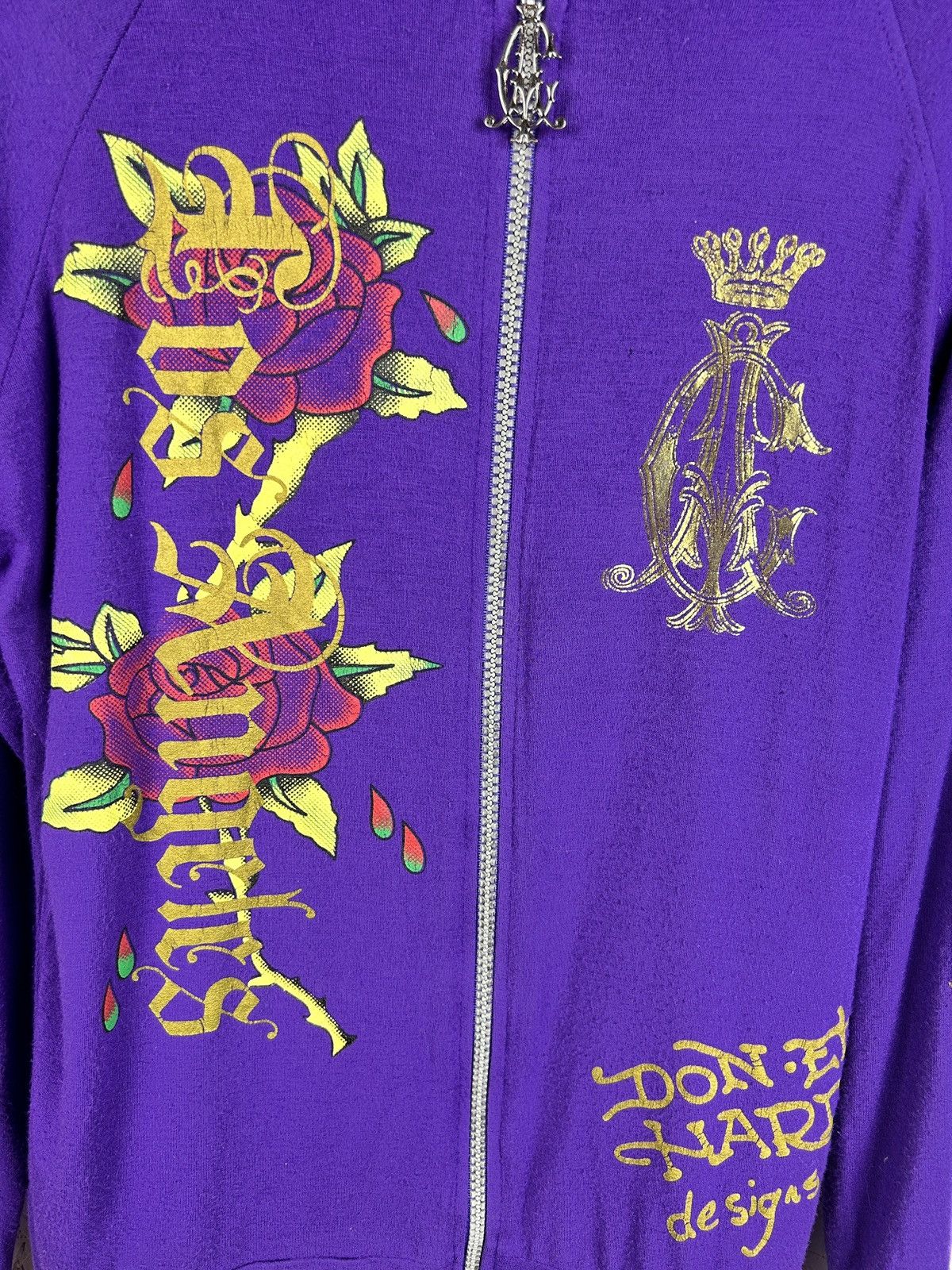 Ed Hardy Vintage 00s Y2K Ed Hardy Christian Audigier Zip Hoodie Size S / US 4 / IT 40 - 2 Thumbnail