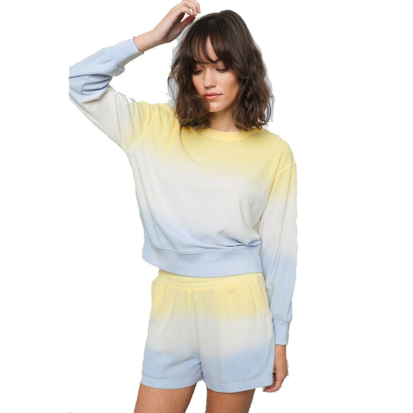 Rails Women Blue Dip Dye Terry Relaxed Sweatshirt Size XXL