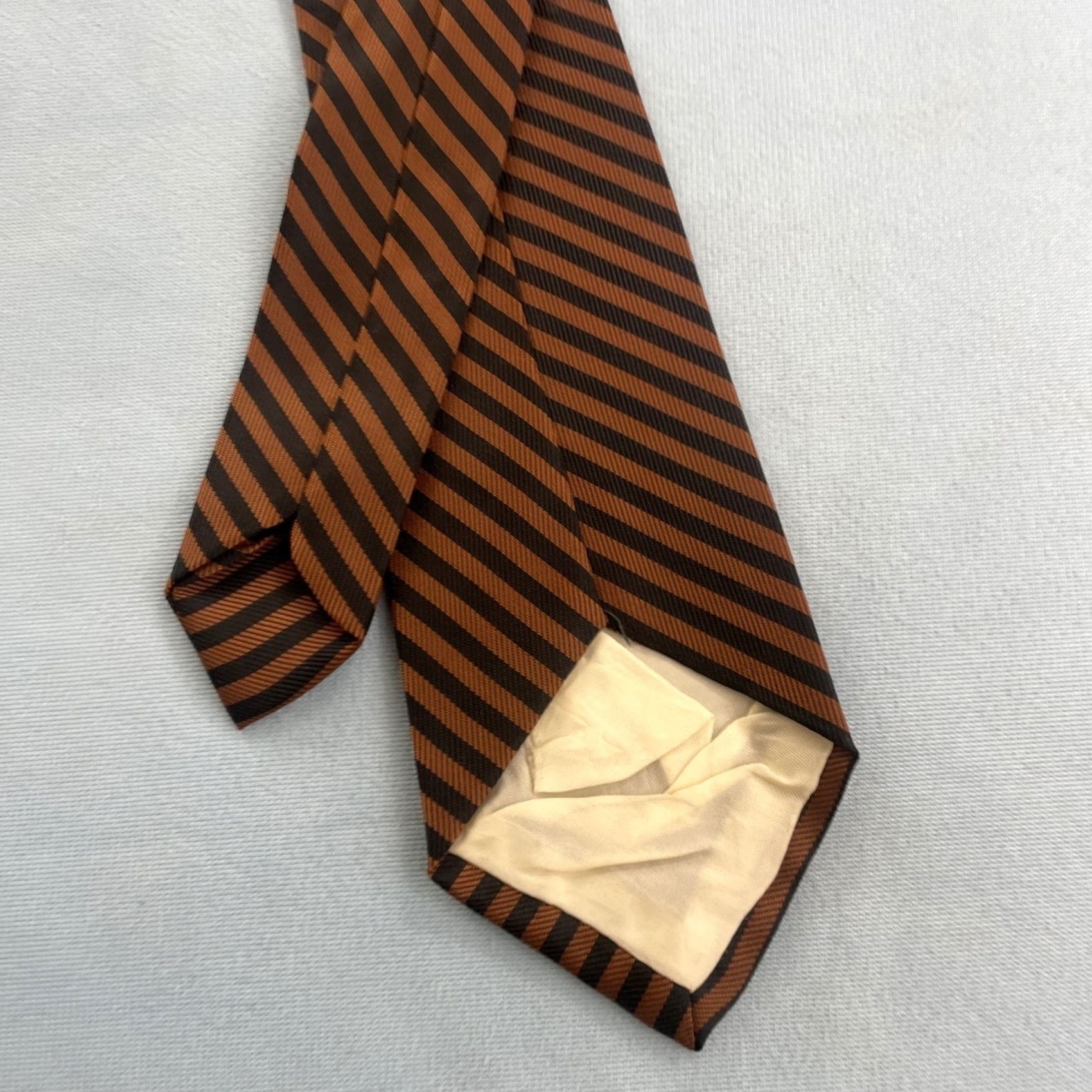 MCM VINTAGE Art Necktie Repp Tie 3x56 Brown Orange Striped Woven Polyester Mens Tie Size ONE SIZE - 6 Thumbnail